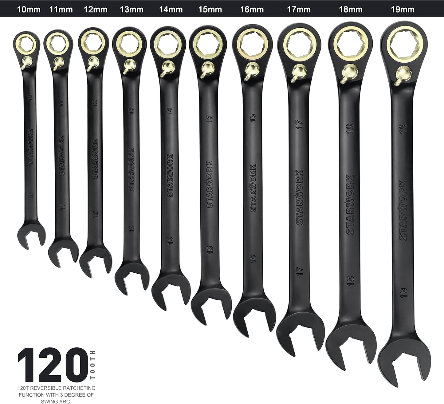 TRUE MECHANIC™ 20 Pc. 120T Reversible Ratcheting Combination Wrench Set, Long Pattern, SAE, Metric, Professional, With Portable Roll-Up Pouch Bag