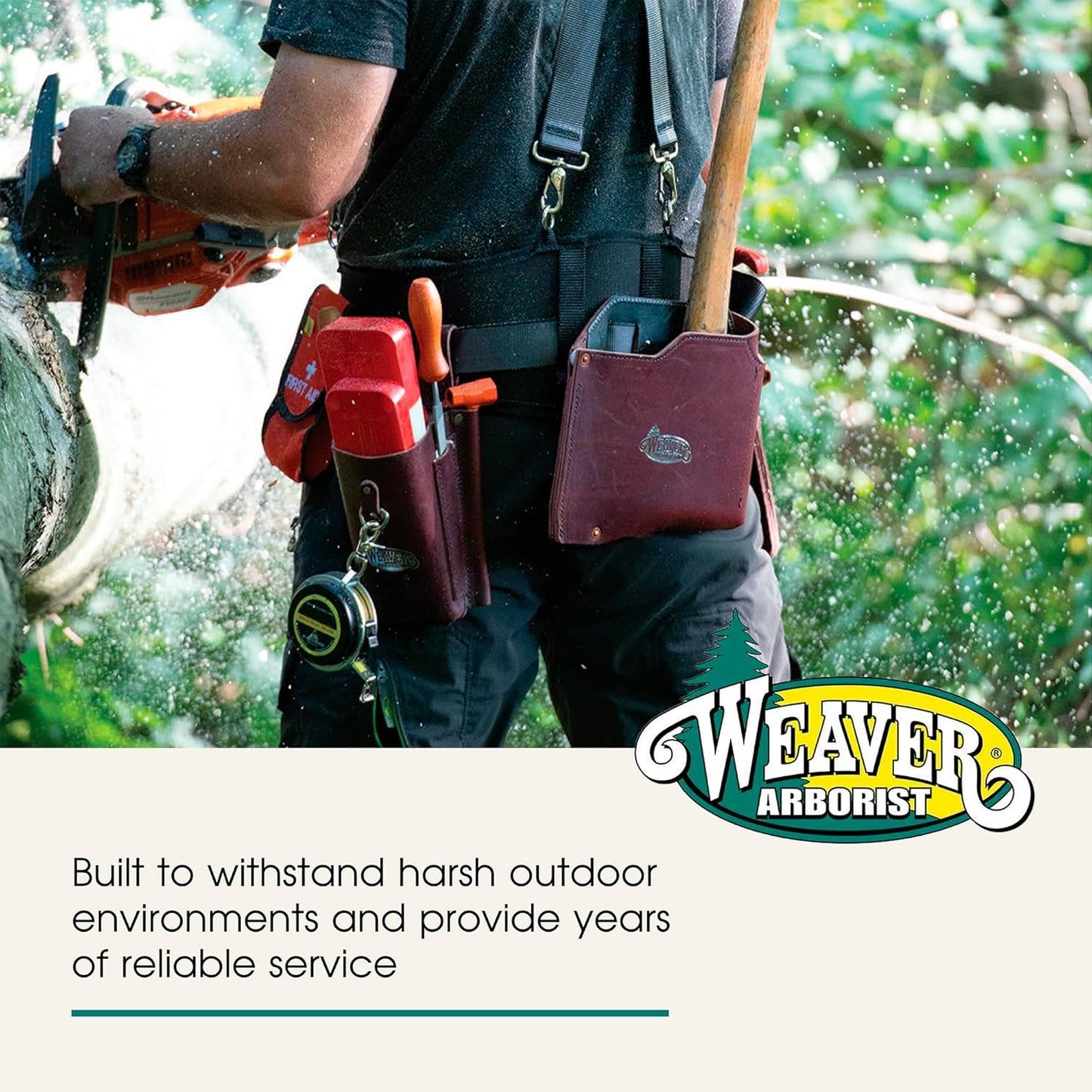 Weaver Arborist Leather Logging Belt Kit, Latigo Leather Tool Belt with Suspenders, Arborist Accessory, Women and Men’s Tool Belt for Waist sizes 30”-52"