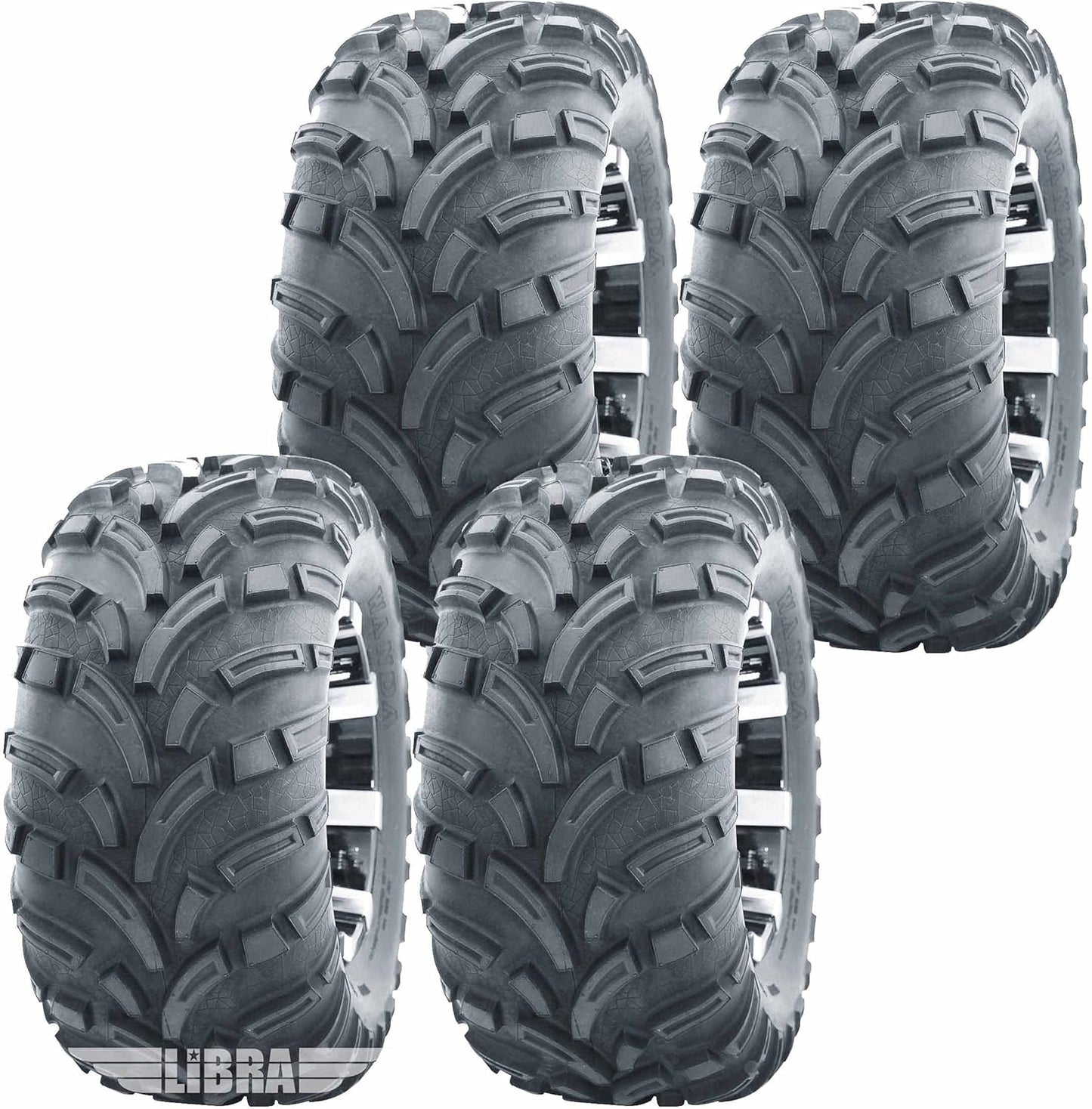 WANDA 25x10-12 Complete Set Lit Mud ATV Tires fit 13-19 Kubota RTV X900 X1100C X1120D