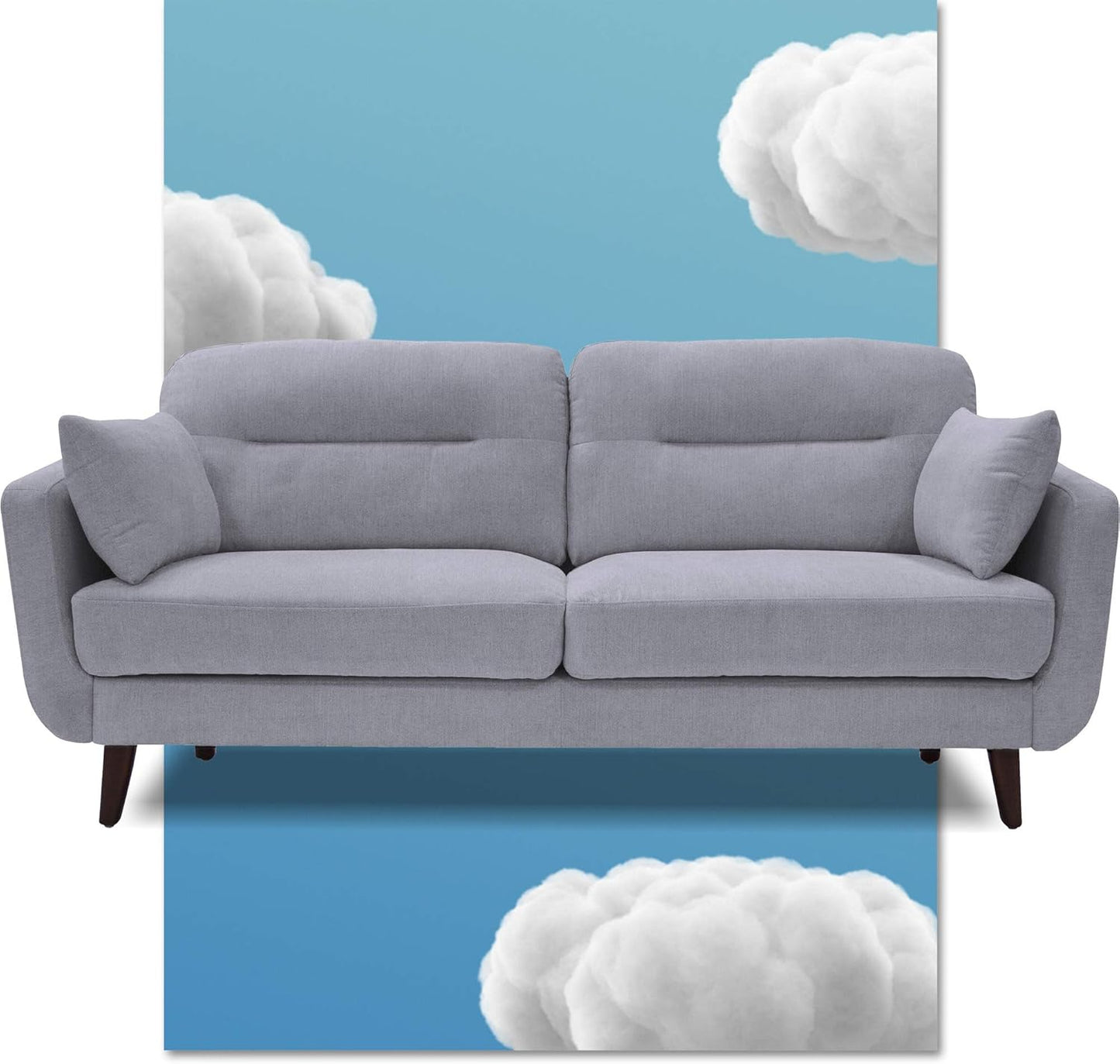Serta Sierra Living Room Sofas Modern Design, Microfiber Upholstered Couch Ideal for Smaller Spaces Arm Chair Smoke Gray
