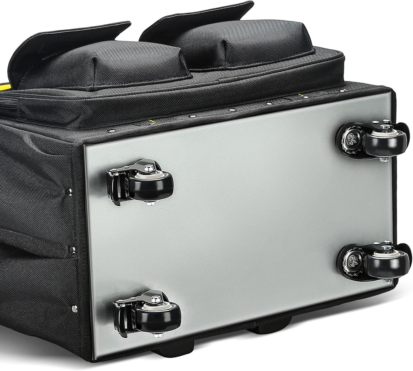 Roller Tool Bag with Four Spinner Wheels, Portable Large Rolling Tool Bag with Swivel Caster Wheels, Steel Plate Base, Waterproof
