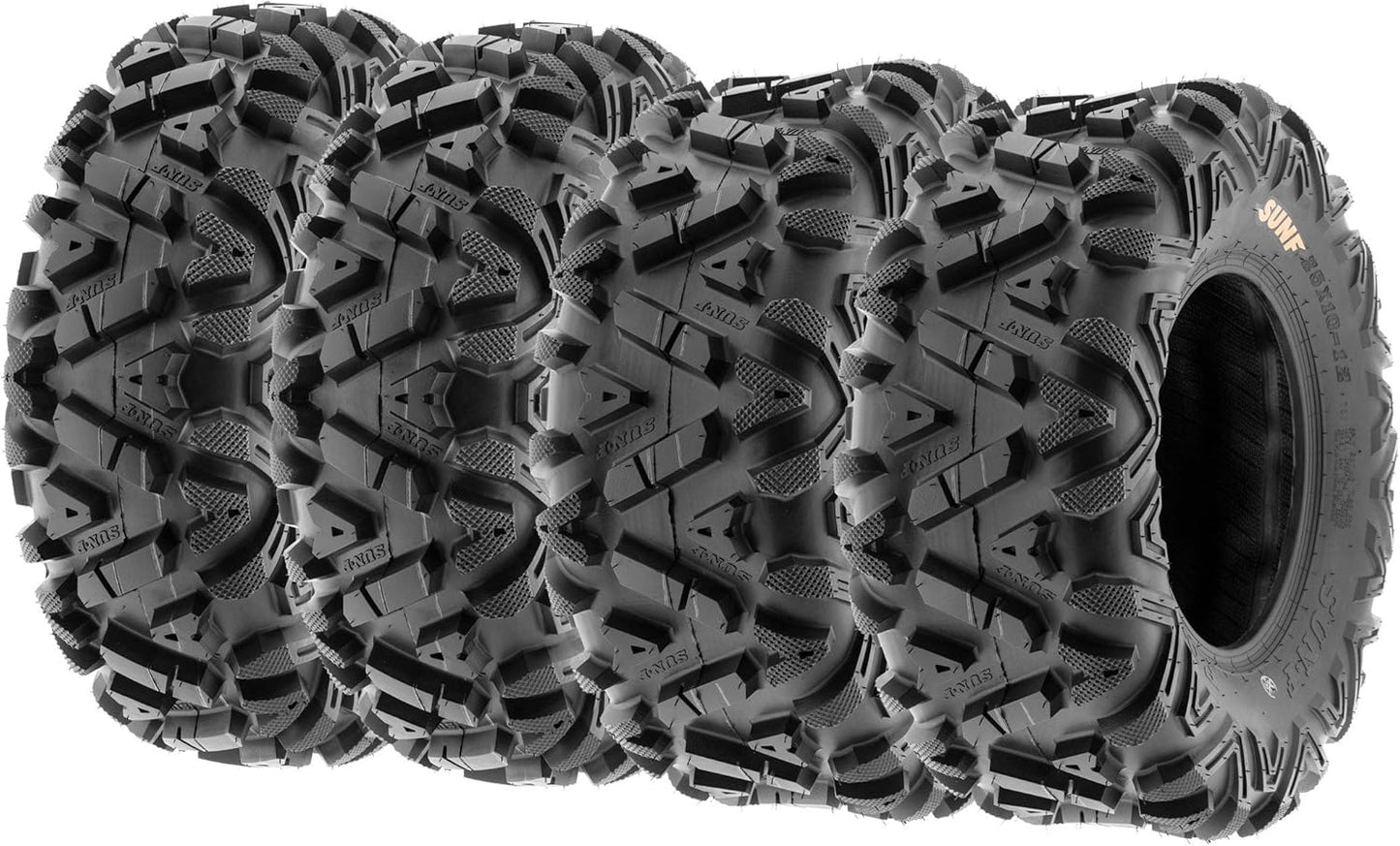 Set of 4 SunF Power.I ATV/UTV AT All-Terrain Tire Bundle 25x8-12 Front & 25x11-10 Rear 6 PR Tubeless A033