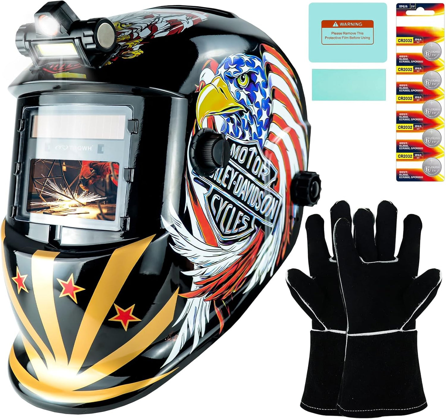 Welding Helmet Auto Darkening Welding Hood with Light True Color 1/1/1/2 Top Optical Clarity Wide Shade 9-13 Welder Helmet Welding Mask with Grinding (KTS-HD105)