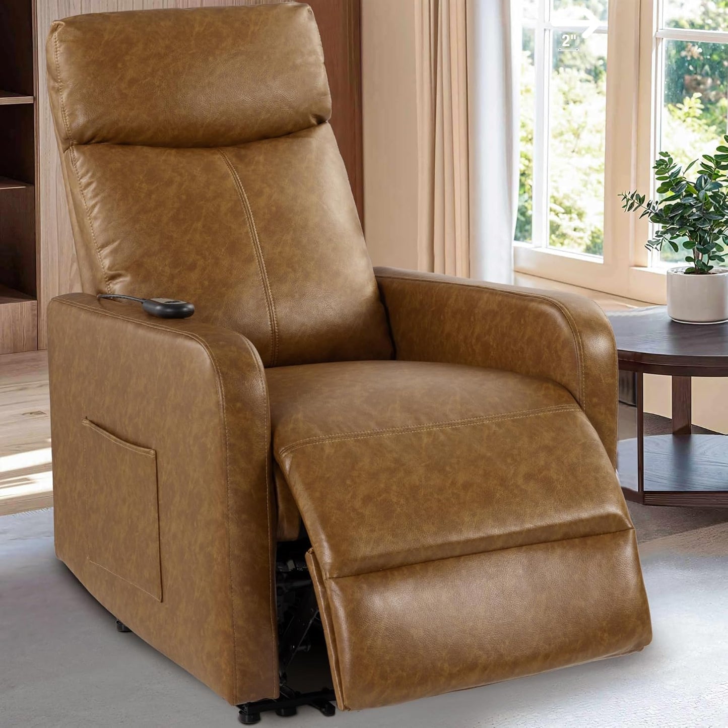 Zero Wall Power Recliner Chairs, Small Recliner for Small Spaces and Petite People Man Woman (1, Dark Brown Faux Leather)