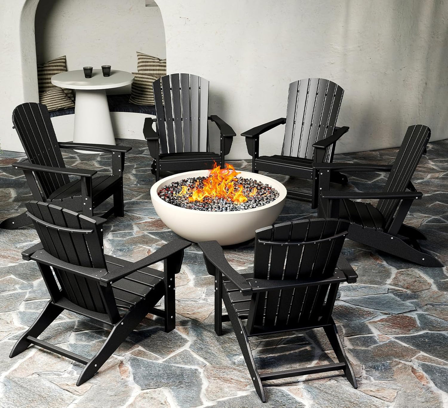 BRIOPAWS Adirondack-Chairs-Set of 4 | Fire Pit Chair | Oversized | HDPE Plastic | Weather Resistant | for Deck Outdoor Poolside Campfire | Blue