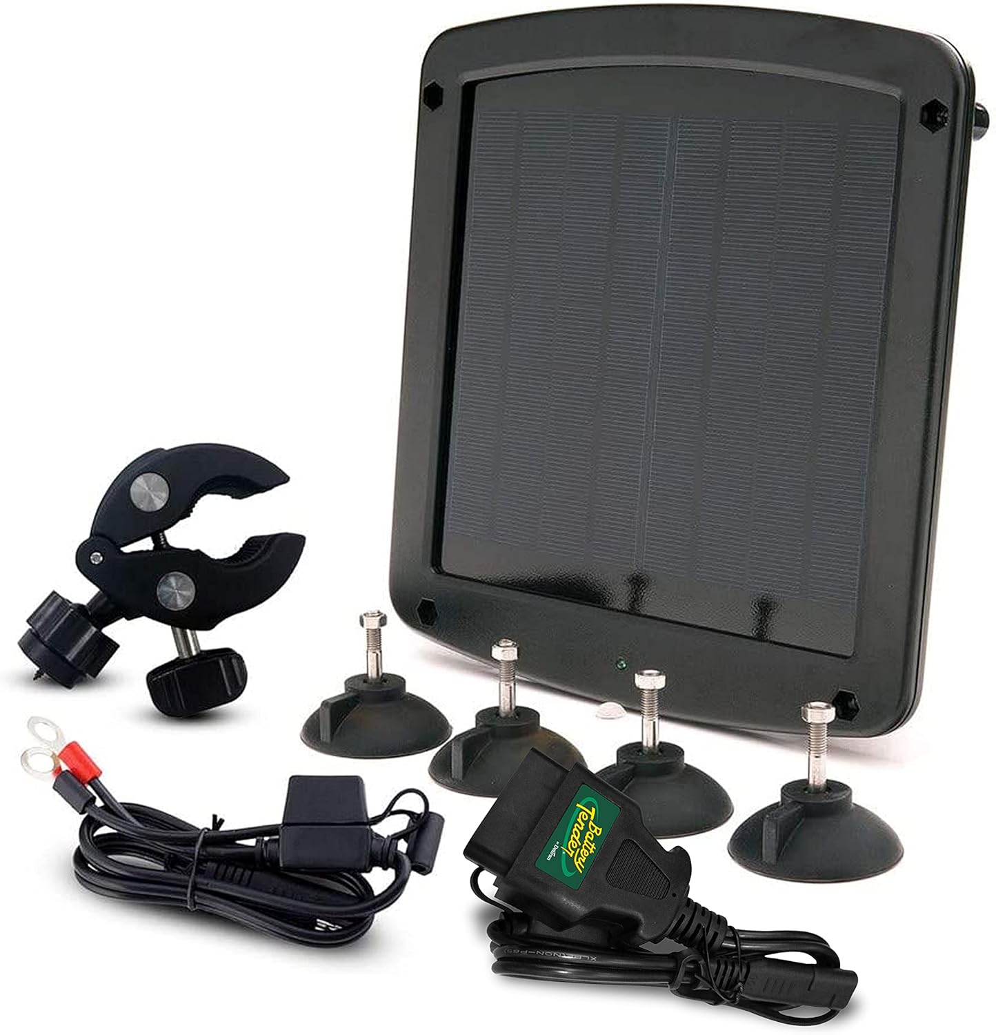 Battery Tender 5 Watt Solar Panel 12V Battery Charger with Charge Controller - IP67 Weatherproof - Windshield or Handlebar Mountable - Included Ring Terminal Cable or OBD II Connector - 021-1172