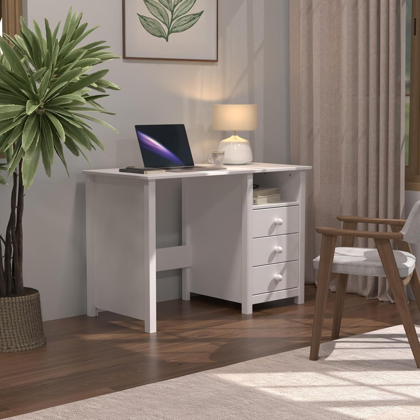 Compact Pine Desk with Drawers – Solid Wood Study Table for Kids and Adults