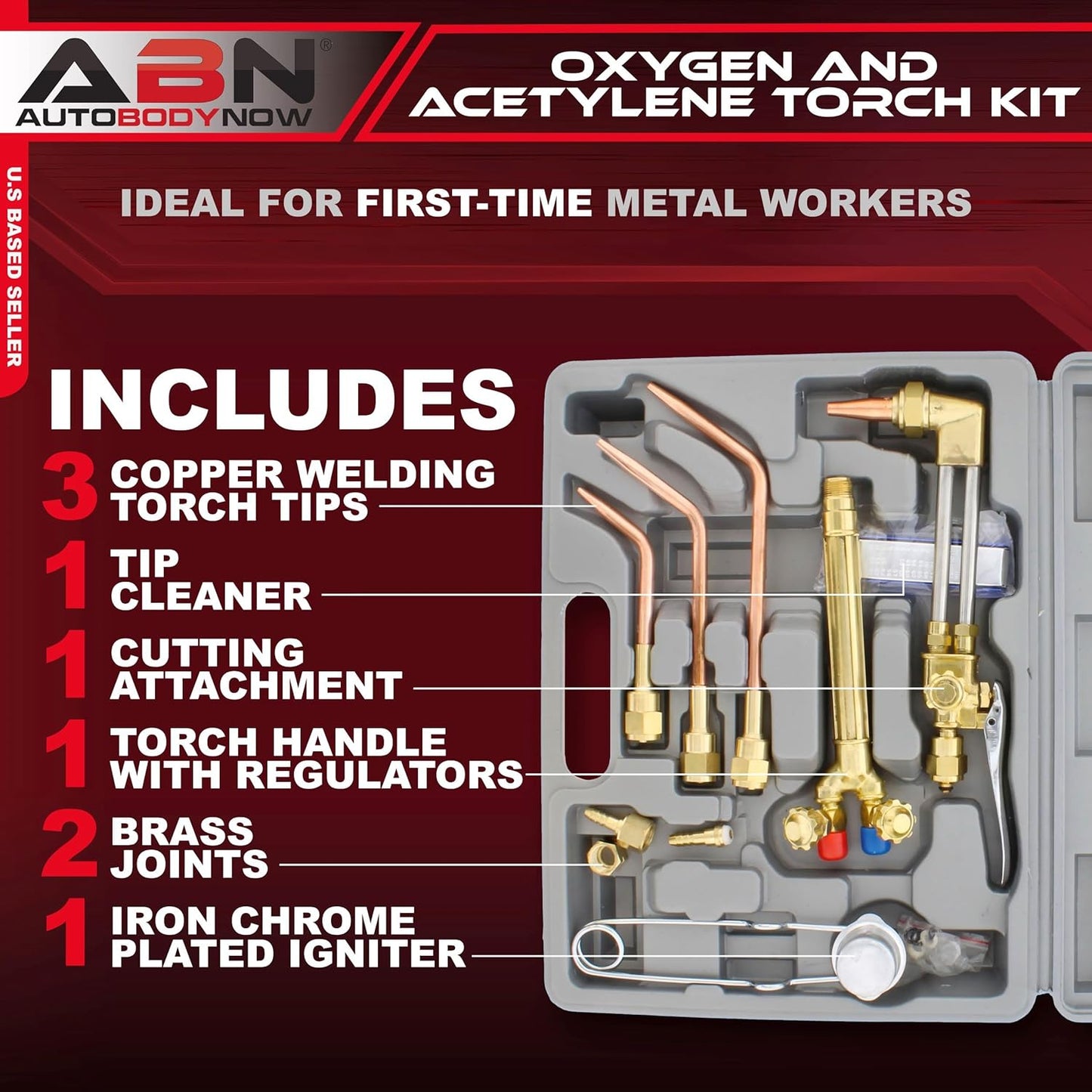 ABN Oxygen & Acetylene Torch Kit – 10 Pc Welding Kit Metal Cutting Torch Kit, Portable Cutting Torch Set Welder Tools