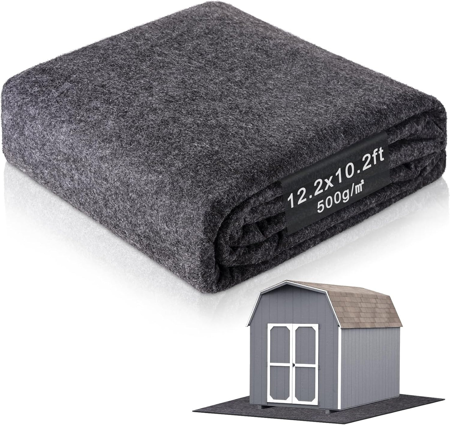 12.2 x 10.2 Ft Outdoor Storage Shed Floor Mat Waterproof, 500g/㎡ Thickened Washable Furniture Dustproof Anti-Slip Pad for Patio, Moto, Car for Protect Flooring from Wear, Carport Dustproof Oil Mat