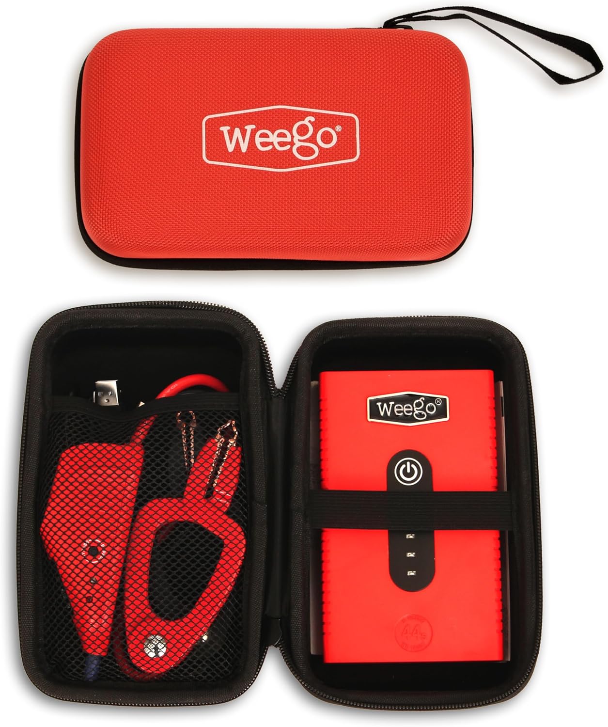 Weego 44S, 2100 Peak Amp / 440 Cranking Amp Jump Pack for 7-Liter Gas and 3.5-Liter Diesel Engines, 12-Volt Portable Car Jump Starter, Patented Jumper Cables with Battery Pack, Orange (N44S)