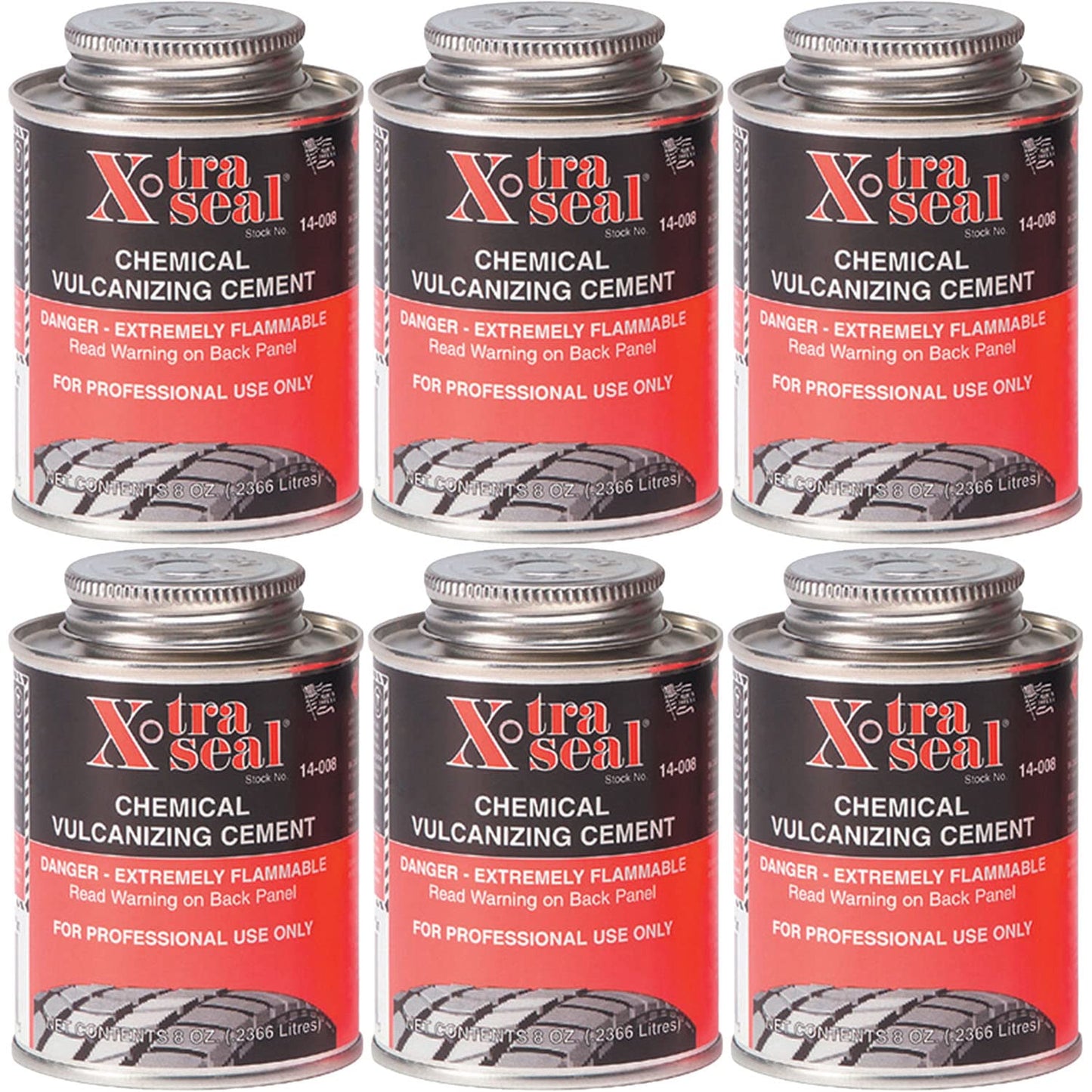 X-Tra Seal Tire Tube Paste 6 Pack 8oz (0.2366L) Black Waterproof Rubber Compatible Low to Medium Viscosity 3 Hour Full Cure Time