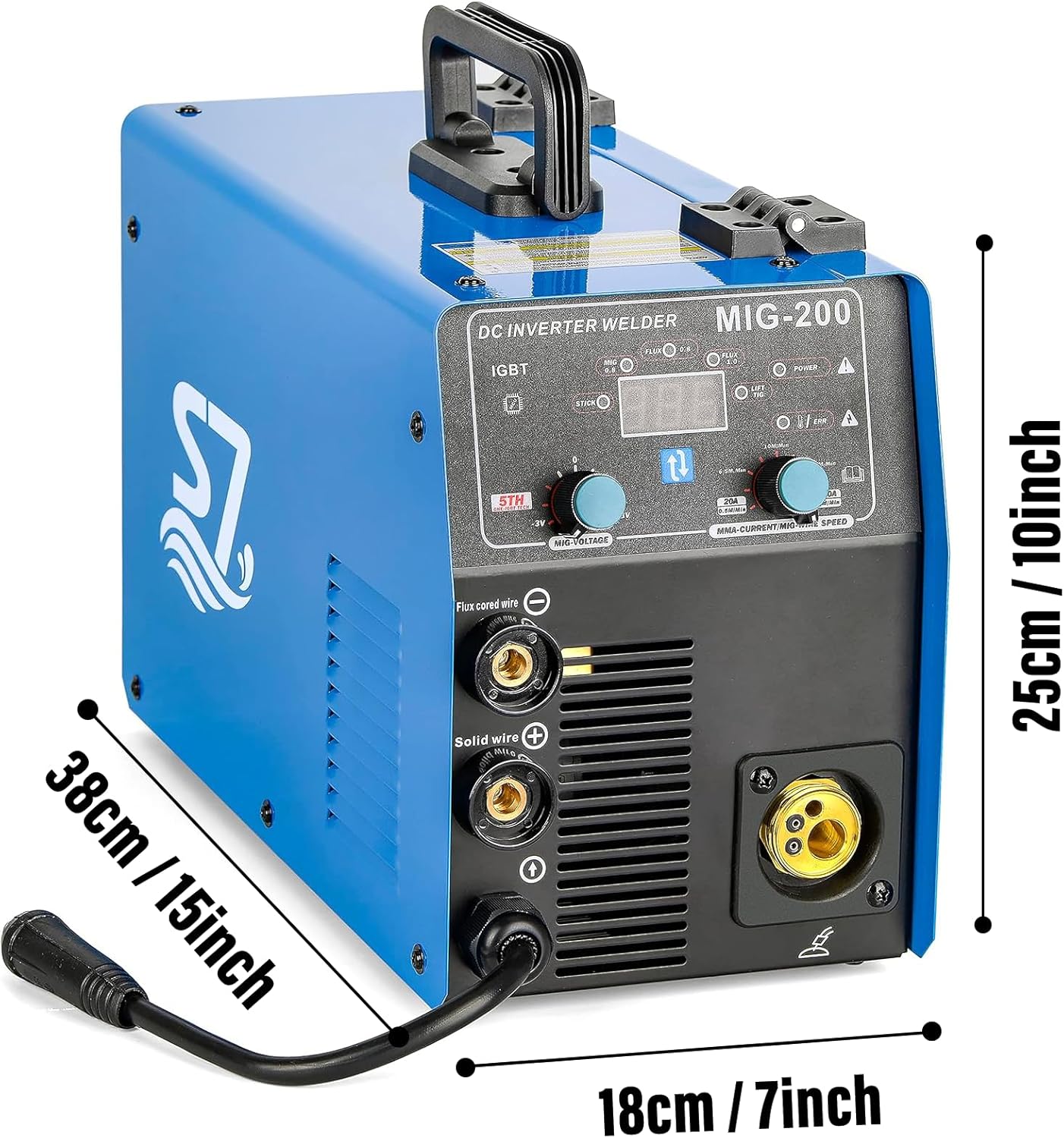 S7 MIG Welder, 200Amp 4 in 1 Gas MIG/Gasless Flux Core MIG/Stick/Lift TIG Multi Process Welding Machine