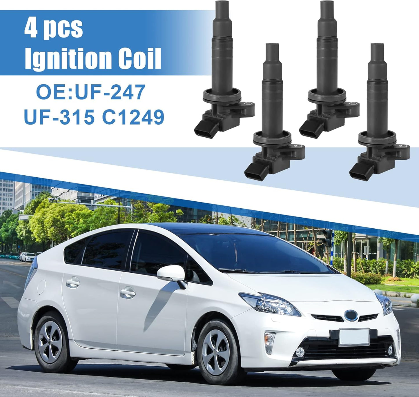 X AUTOHAUX 4pcs Ignition Coils for Toyota Celica 1.8L for Toyota Corolla 1.8L 2000-2008 UF-247 UF-315 C1249