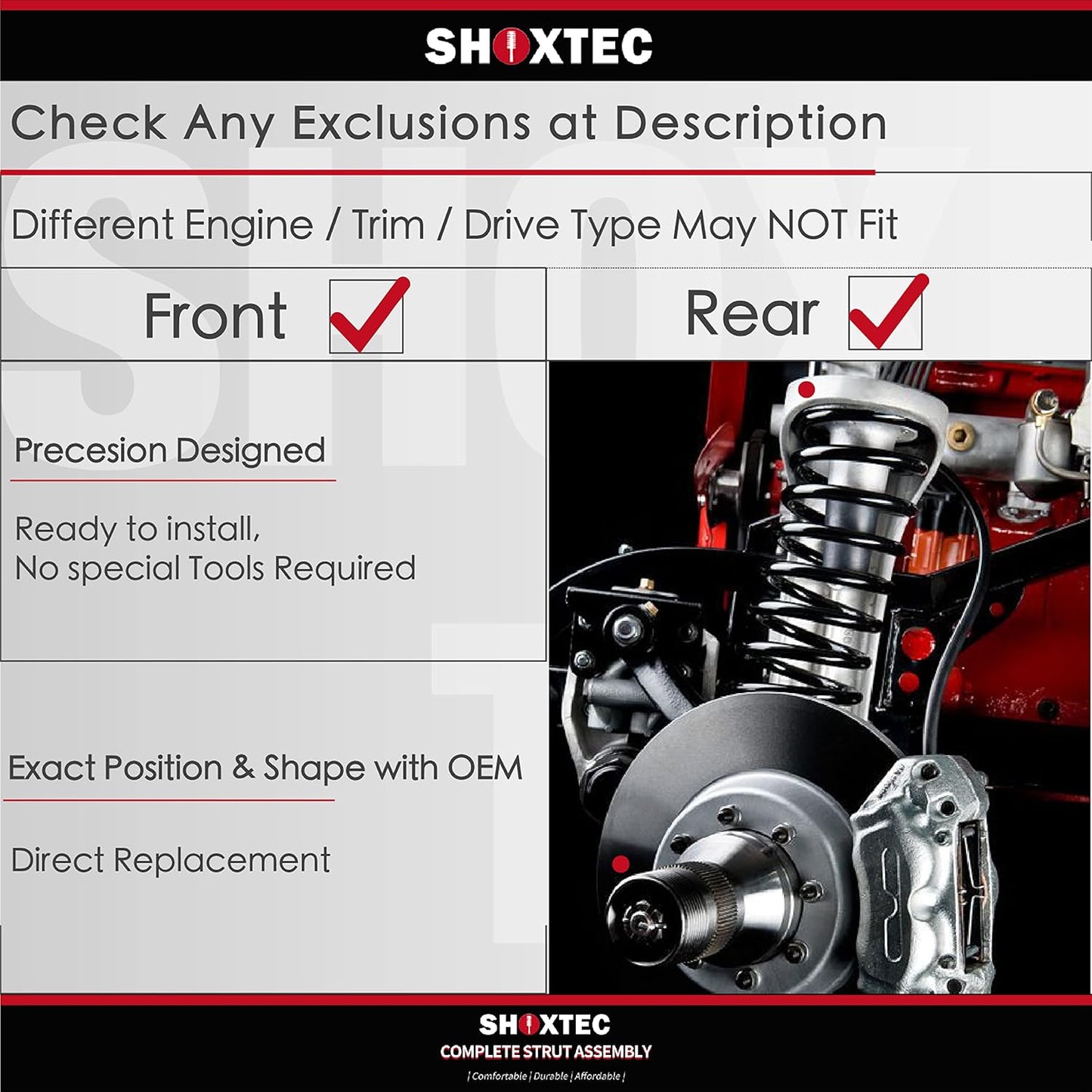 Shoxtec Full Set Complete Struts Assembly Replacement for 2004-2006 Lexus ES330 2004-2006 Toyota Camry Coil Spring Assembly Repl. part no. 172205 172206 172207 172208