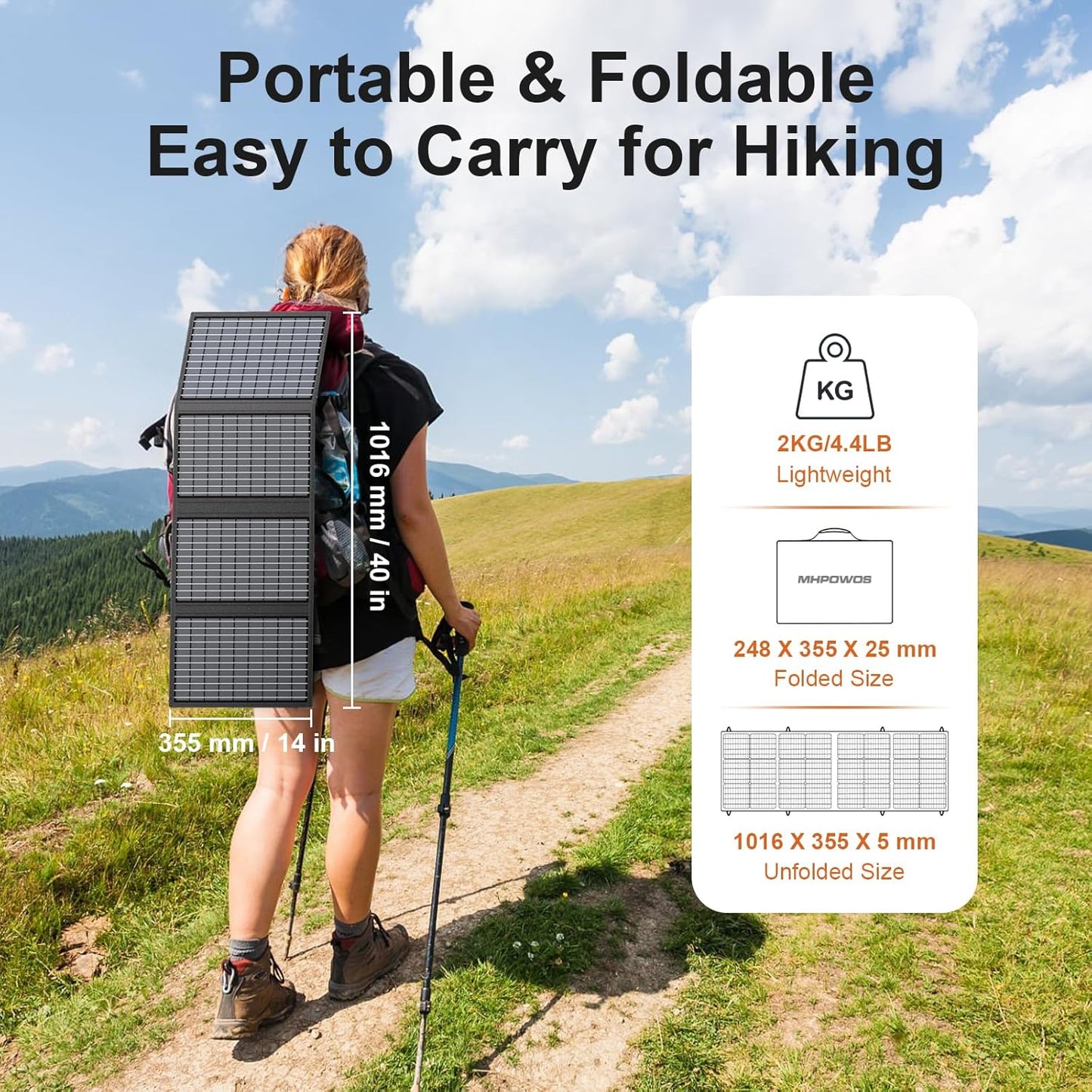 60W Portable Solar Panels Charger with USB-C, USB-A and DC Outputs Foldable IP67 Waterproof Solar Panel for Camping Hiking, Power Emergency for Small Power Station Generator, Phones, Power Bank