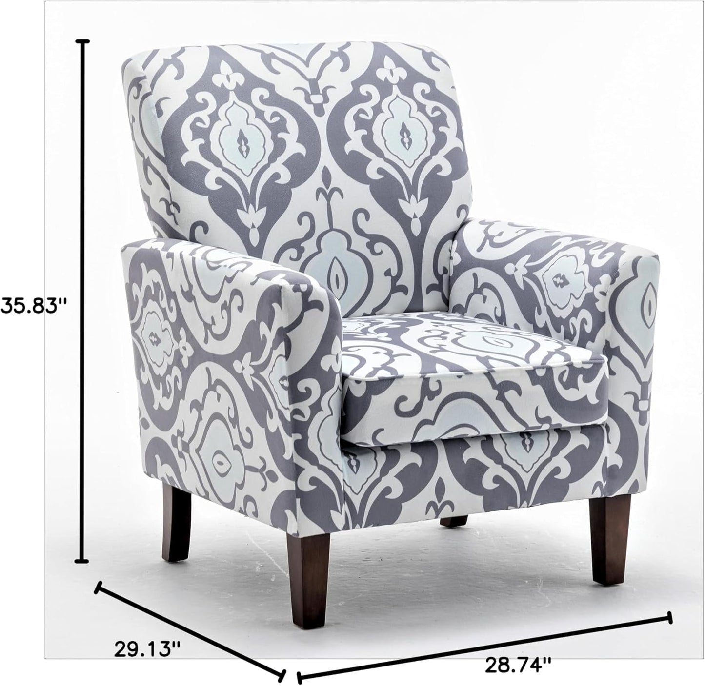 US Pride Furniture Modern Accent Armchair for Office and Living Room Decor with Birch Wood Frame and Microfiber Upholstery, Easily Assembled Arm Chair with Removable Cushions, 05 Printed Fabric