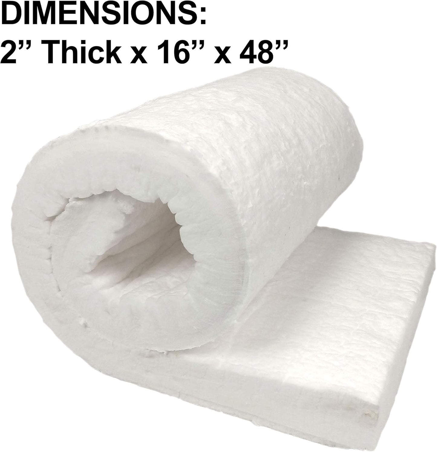 Ceramic Fiber Insulation, 2" Thick x 16" x 48", 2400F Fireproof Insulation Blanket, 3037E