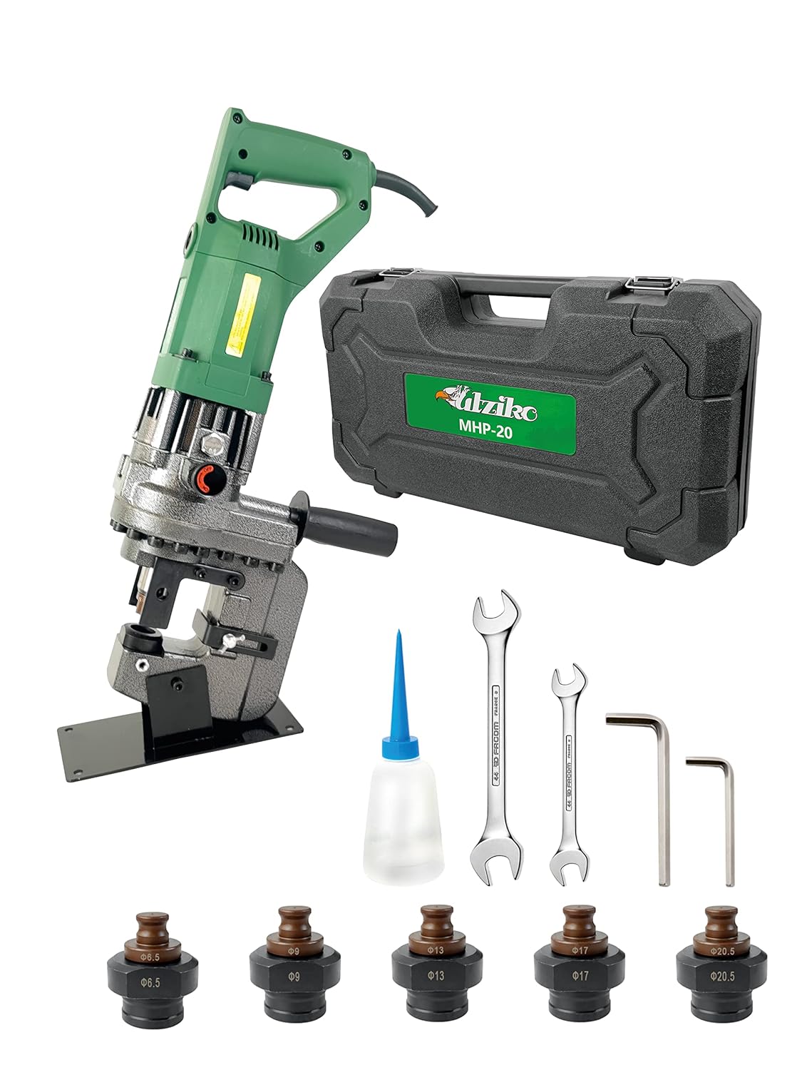 1200W 110V Hydraulic Puncher Electric Hydraulic Punching Tool Angle Steel Punching Machine，Can be Used for Punching in Steel, Iron, Aluminum, Copper, and Other Sheet Materials.