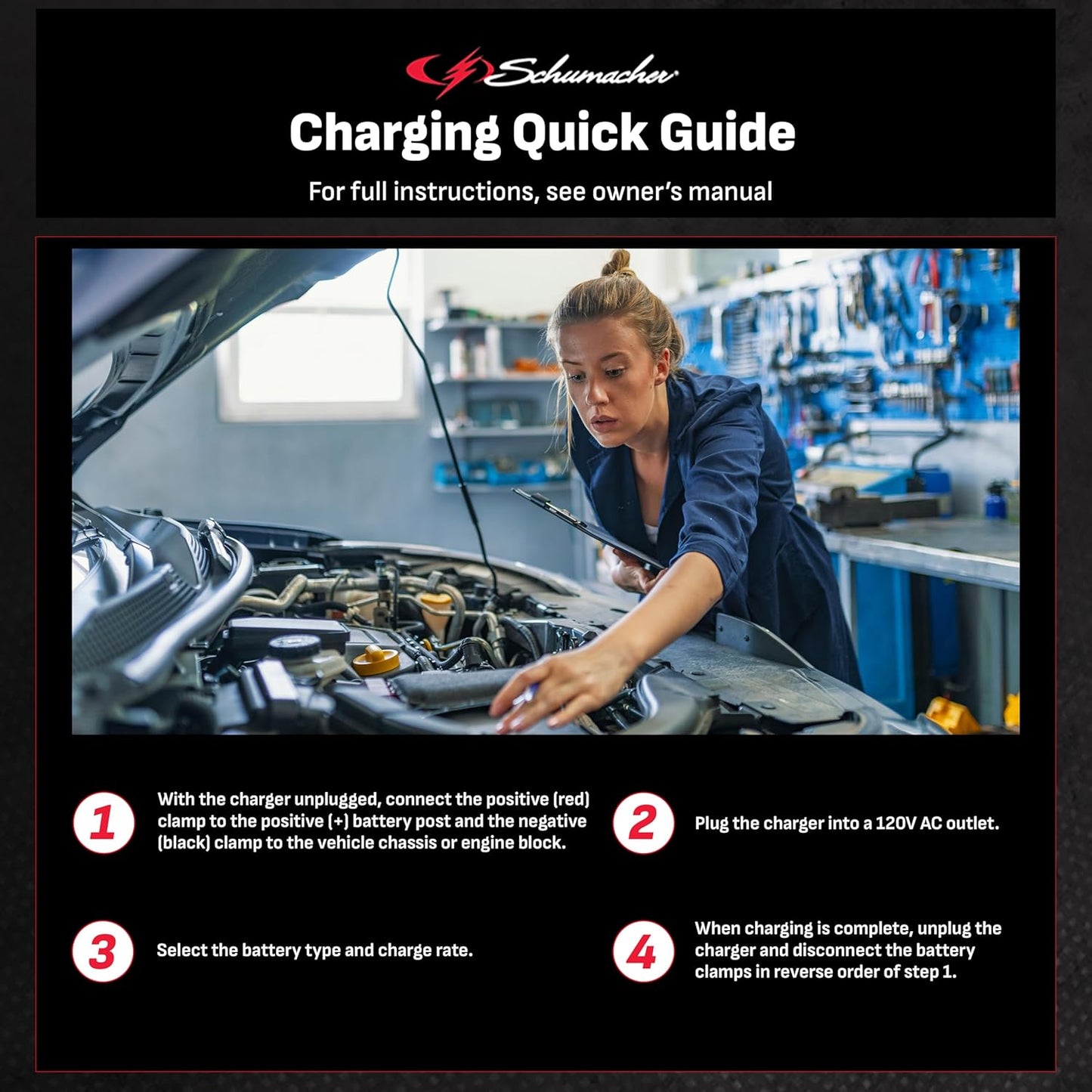 Schumacher Electric Ship ‘n Shore 15A Car Battery Charger and Maintainer, 4-in-1 Solution, Battery Tester, for 6V/12V Power Sport, Automotive, and Marine Batteries, SC1360