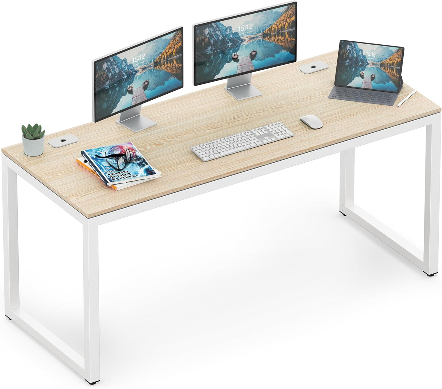 SHW 55-Inch Commercial-Grade Office Computer Desk, White