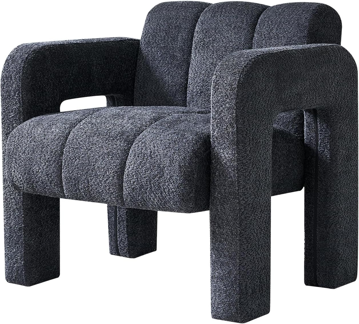 31" Boucle Accent Chair, Contemporary Designed Armchair,Upholstered Vanity Chair, Leisure Lounge Chair Reading Side Chairs for Living Room, Bedrooms, Office, Yellow