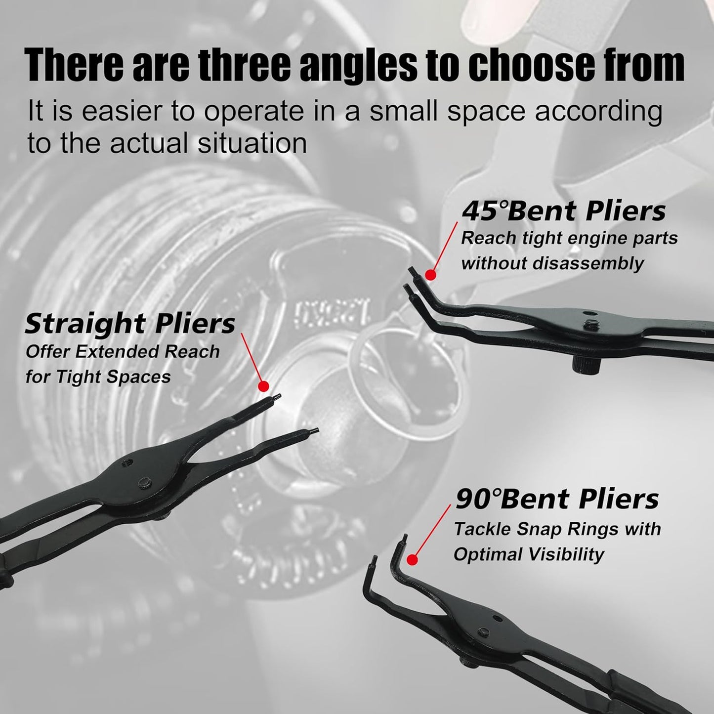 SGT 14pc Snap Ring Pliers Set,Internal & External Circlip Pliers with 45 degree,90 degrees and Straight Pliers, Hook & Pick,Heavy Duty Removal Tool with Storage Case & Gloves