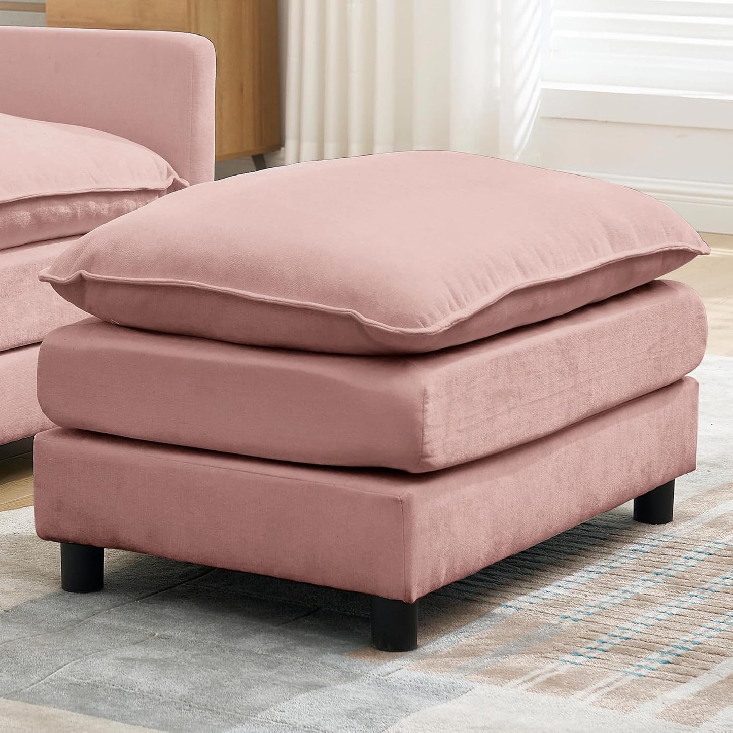 Chair Recliner Indoor with Ottoman, 40 “w Oversized Sleeper, D Corduroy Upholstered Comfort Sofa for Bedroom, Living Room, Office (1, Pink)