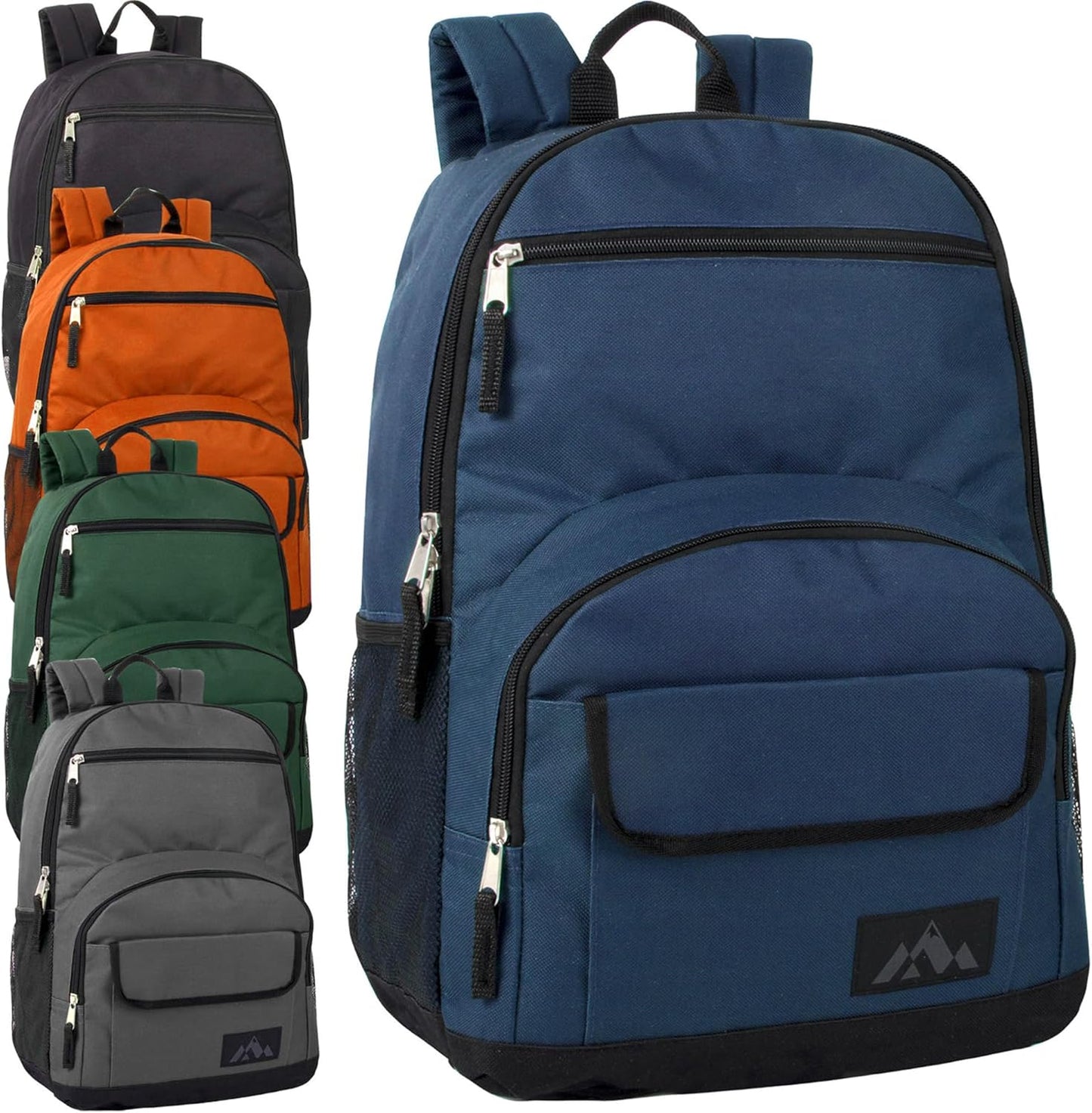 24 Pack Bulk Laptop Backpacks for College, Hiking, and Homeless Adults Donation in Bulk, with Padded Straps (Male Colors Pack)