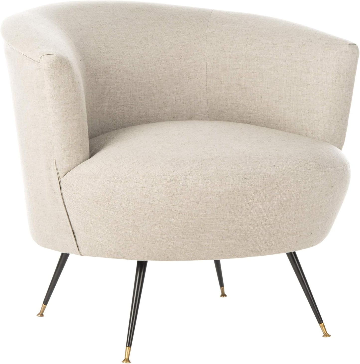 Safavieh Home Arlette Mid-Century Retro Light Grey Velvet Accent Chair
