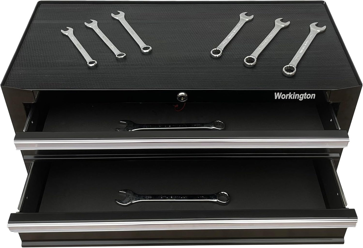 Workington Industrial 2 Drawers Portable Metal Intermediate Box, 26" Middle Tool Chest Cabinet with Ball Bearing Drawer Slides, Steel Tool Storage Box Organizer 4008 Black