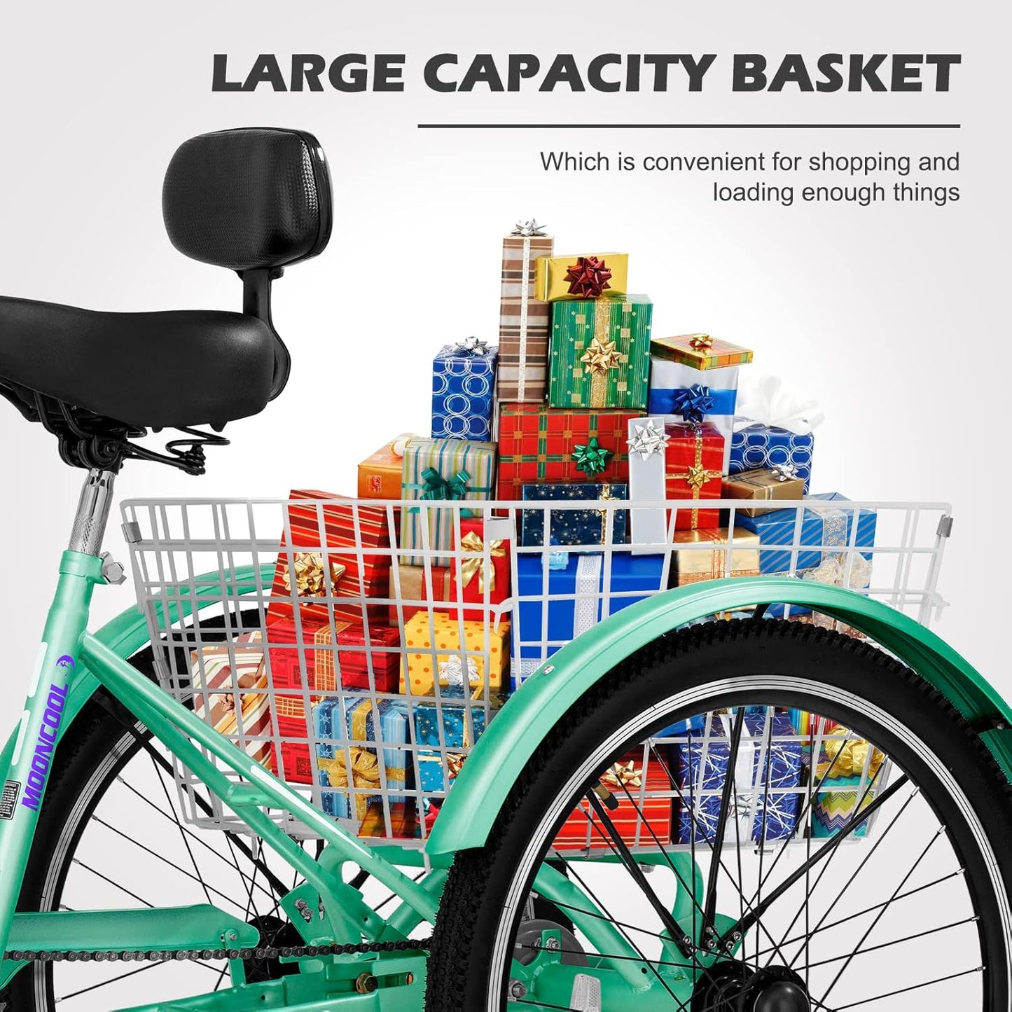 ABORON Adults Tricycle, 3 Wheels Bike for Adult, Tricycle for Adults, Double-Wall Wheel Rims, Tricycle for Women Men Exercise Outdoor Sports