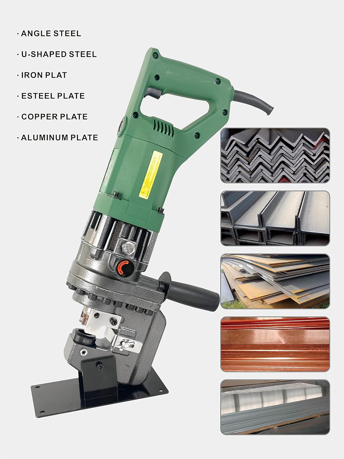 1200W 110V Hydraulic Puncher Electric Hydraulic Punching Tool Angle Steel Punching Machine，Can be Used for Punching in Steel, Iron, Aluminum, Copper, and Other Sheet Materials.