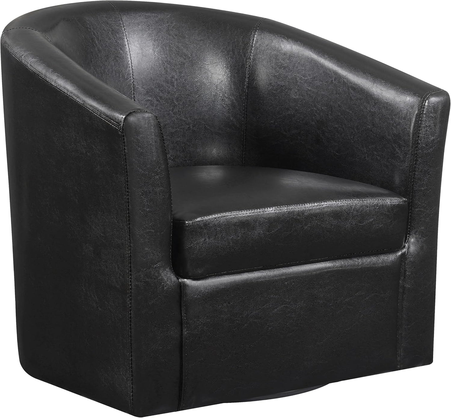 Coaster Home Furnishings - Turner - Upholstered Barrel Back Swivel Chair with Dark Brown Leatherette, Foam Cushion and Swivel Base - Living Room - Dark Brown - 902098