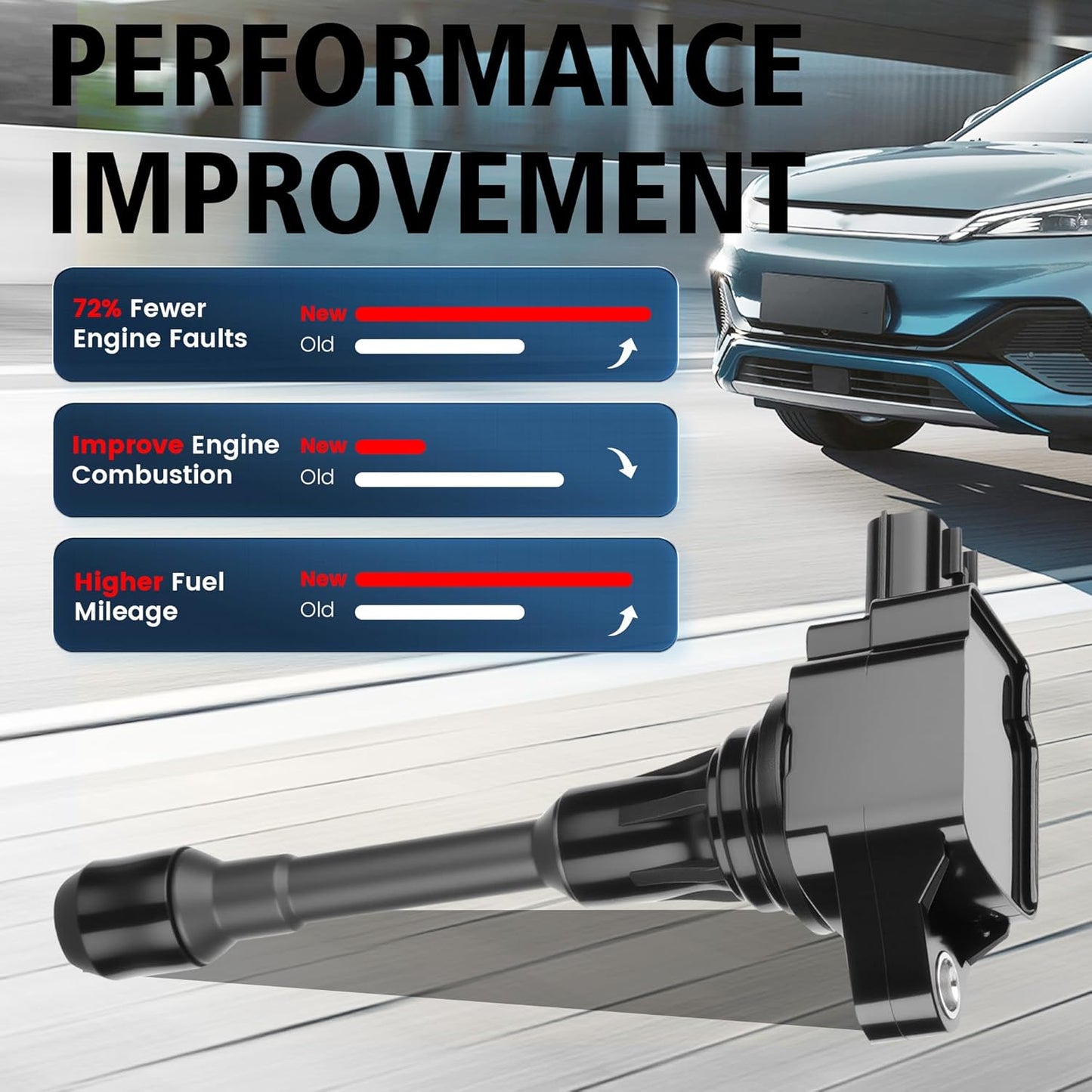 Set of 4 Ignition Coil Pack 2007 2008 2009 2010 2011 2012 Compatible with Nissan Altima Versa Sentra Cube Rogue Frontier 2013 2014 2015 for Infiniti M56 FX50 QX60 QX70 2.5L 2.0L 1.8L Replace# UF549