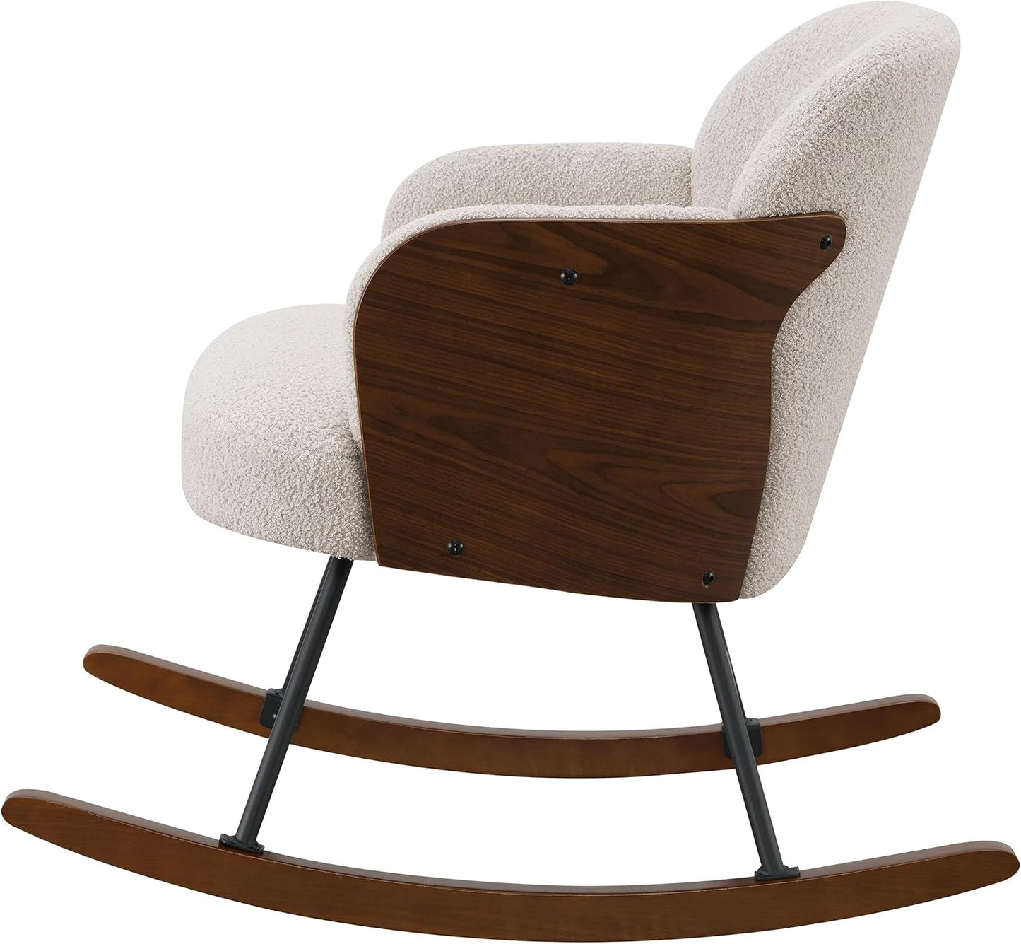 Coaster Home Furnishings - Paige - Wood - Upholstered Rocking Chair with Boucle Fabric, Metal Legs and Foam Seat - Living Room or Nursery - Beige - 602625