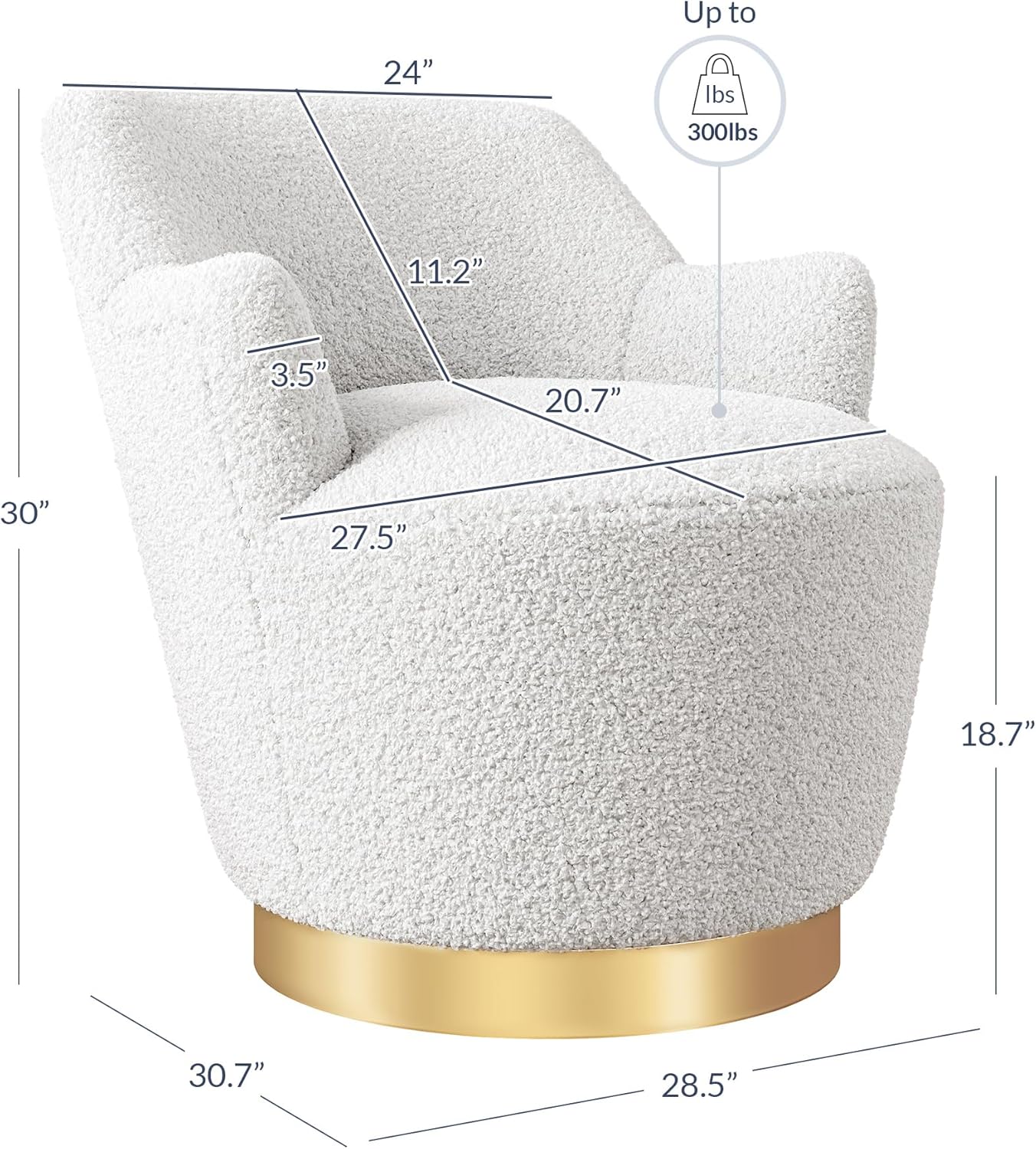 BELLEZE Swivel Barrel Chair, Modern Round Velvet Swivel Accent Chair, Curved Backrest 360° Swivel Single Sofa Armchair, Comfy Swivel Accent Chair for Living Room Bedroom [Set of 2] - Masa (White)