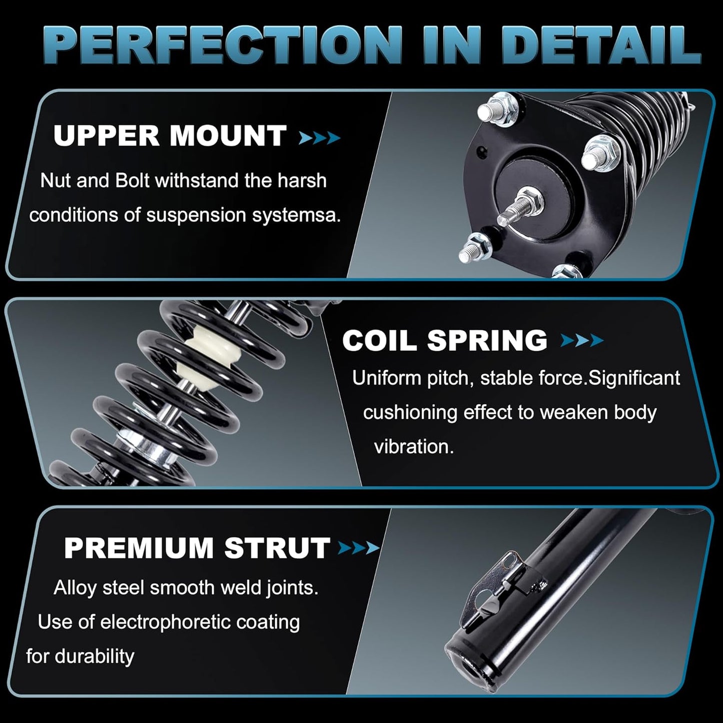 172281 Front Complete Struts Shock Absorbers Compatible with 2006-2011 Hyundai Azera /06-2010 Hyundai Sonata 2PCS