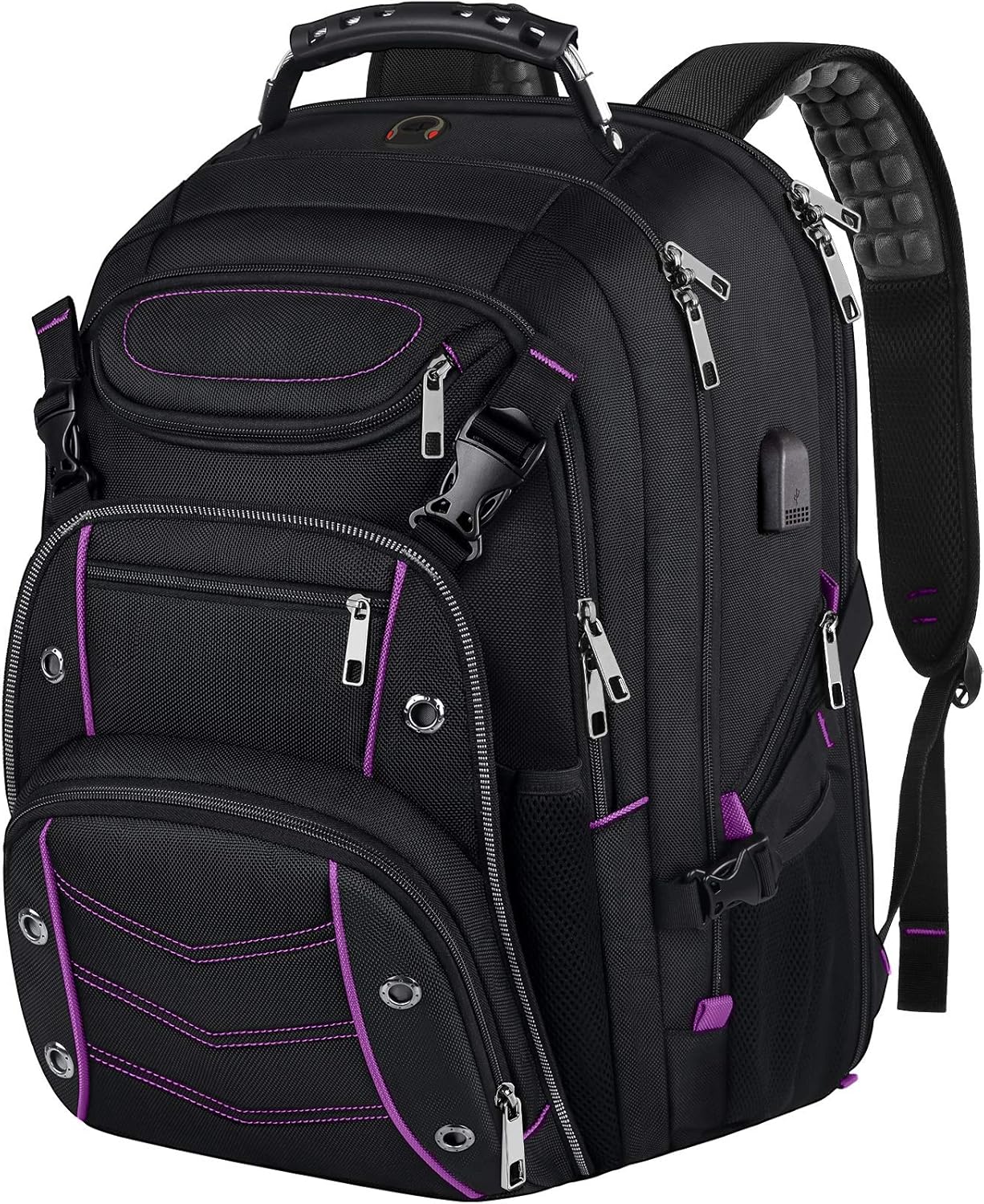 VECKUSON 18.4 Laptop Backpack for unisex, 60L Extra Large Gaming Laptops Back Bag with USB Charger Port,TSA Friendly Flight Approved and RFID Anti-Theft Pocket Heavy-duty Pack,21.3*15.7*11.8inch Grey