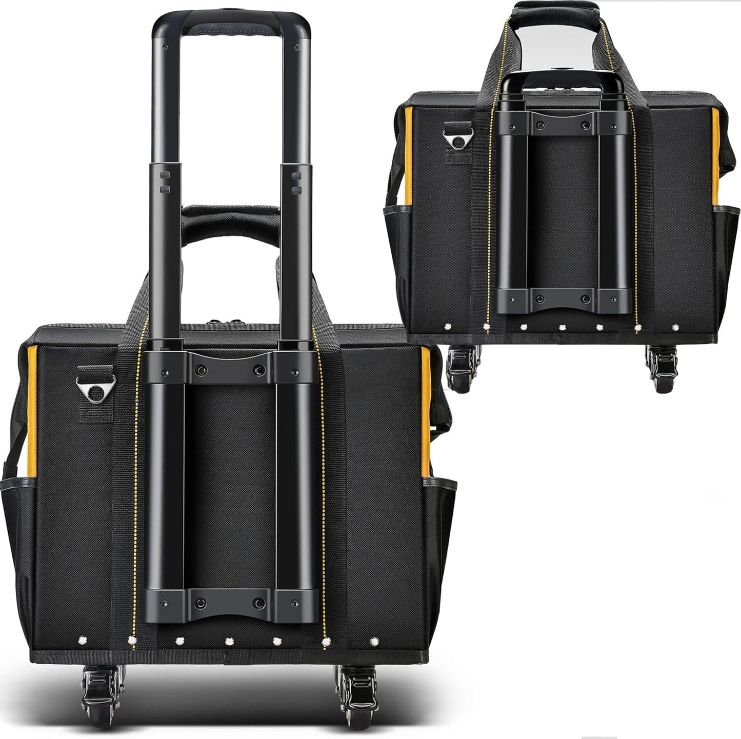 Roller Tool Bag with Four Spinner Wheels, Portable Large Rolling Tool Bag with Swivel Caster Wheels, Steel Plate Base, Waterproof