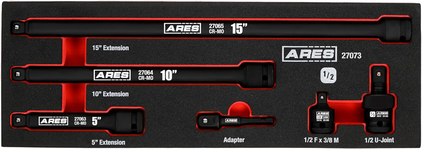 ARES 27094 – 3-Piece 3/8-Inch Drive Locking Impact Socket Extension Set – Aluminum Locking Ring Collar for Quick Release of Sockets and Accessories – 3-Inch, 6-Inch, and 12-Inch Extensions