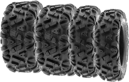 Set of 4 New All Terrain 6 PR tires Two of Front 25x8-12 and Two of Rear 25x10-12 ATV UTV Tires - A033 POWER I [ 25x8x12 & 25x10x12 ]