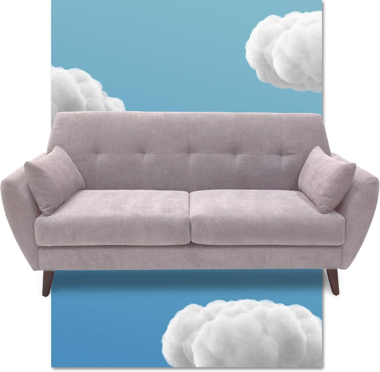 Serta Artesia Midcentury Modern Armchair, Easy to Clean, Microfiber Fabric, Durable Hardwood Construction, Ships in One Convenient Box, Arm Chair, Light Gray