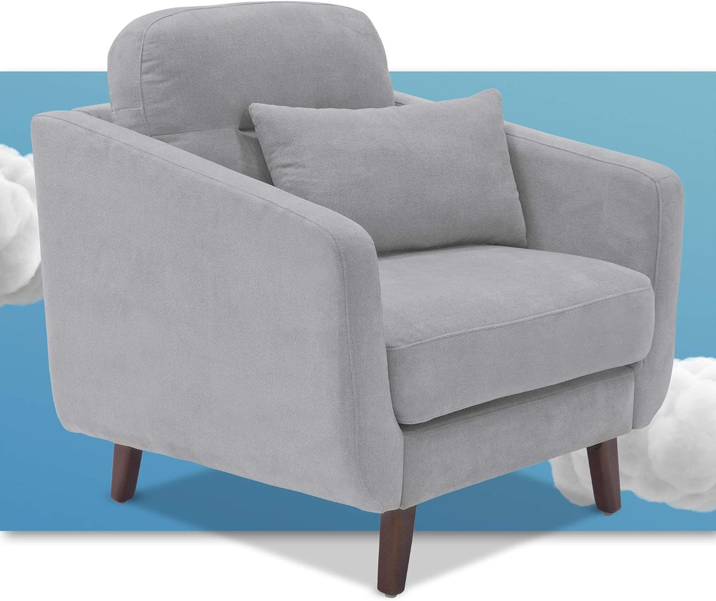 Serta Sierra Living Room Sofas Modern Design, Microfiber Upholstered Couch Ideal for Smaller Spaces Arm Chair Smoke Gray