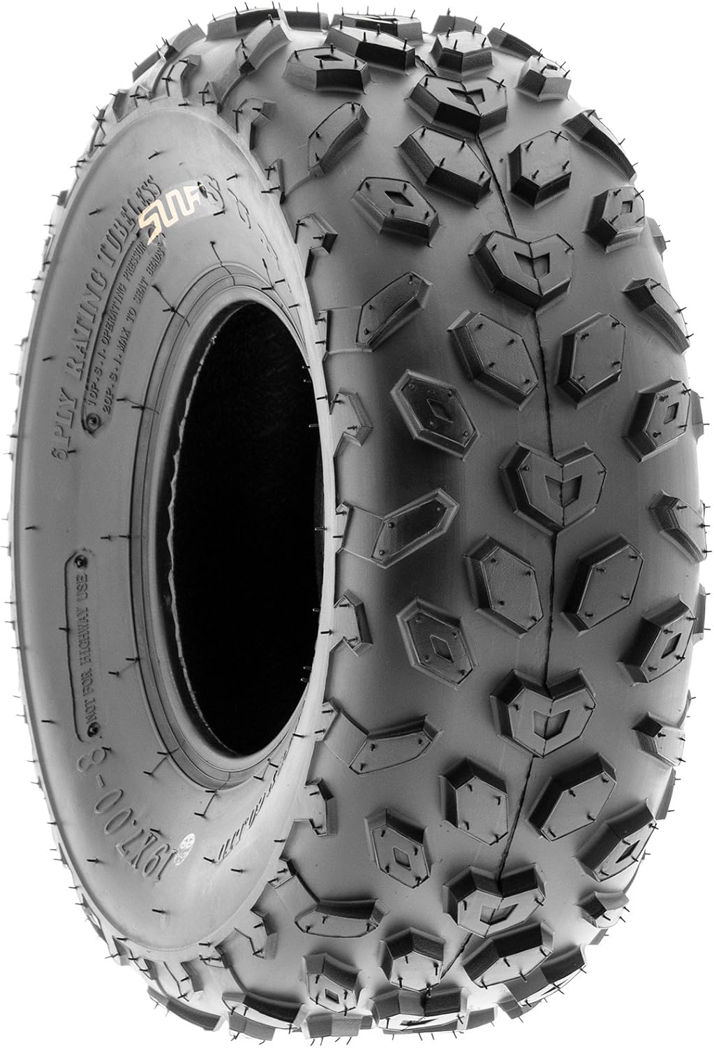 SunF A014 XC Sport-Racing Go-Kart & Quad ATV 19x7-8 Knobby Tire, 6 PR, Tubeless
