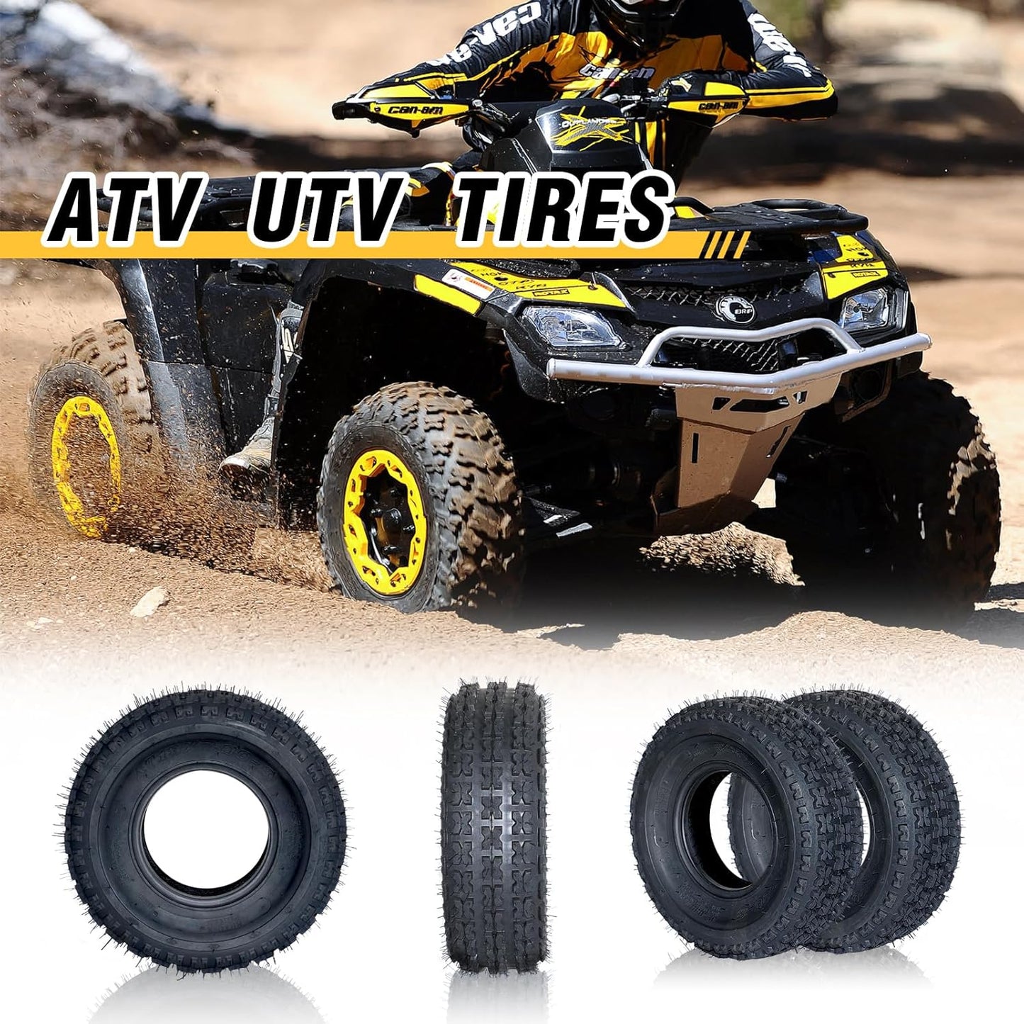 Set of 2 19x7-8 All Terrain ATV UTV Tire 19x7x8 Tubeless Sport Tires 4 PR