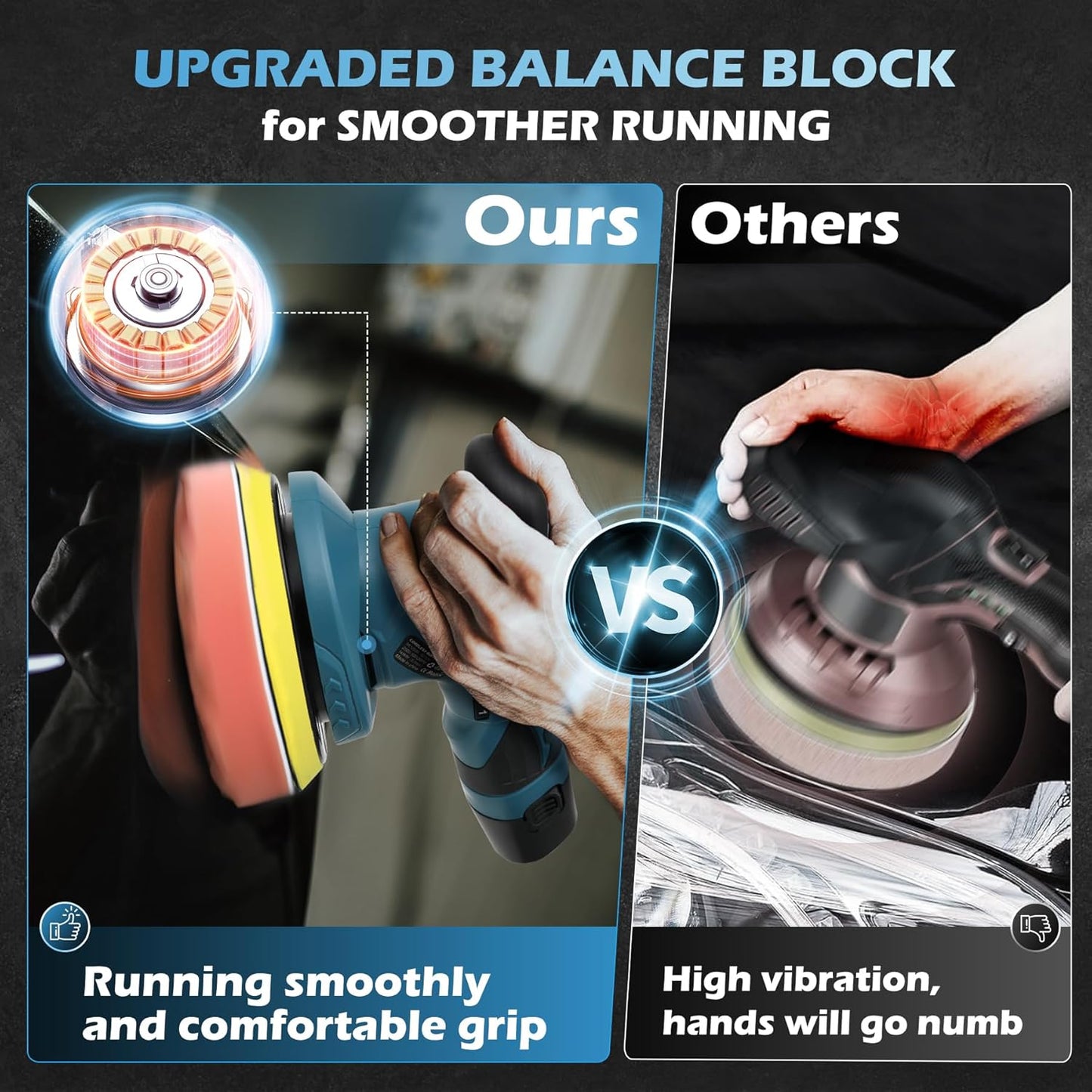 Saker Cordless Car Buffer Polisher - 6 Inch Portable Waxer Machine Kit with 2x2000mAh Batteries & 6 Variable Speed, Extra 16 PCS Attachments, Polisher for Car Detailing, Scratch Removing