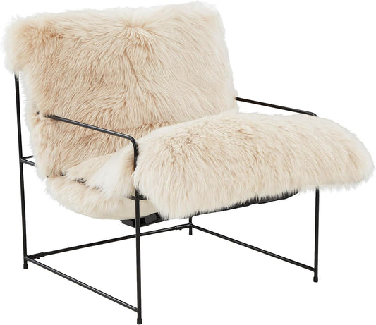 Tov Furniture Kimi Natural Genuine Sheepskin Upholstered Living Room Accent Chair
