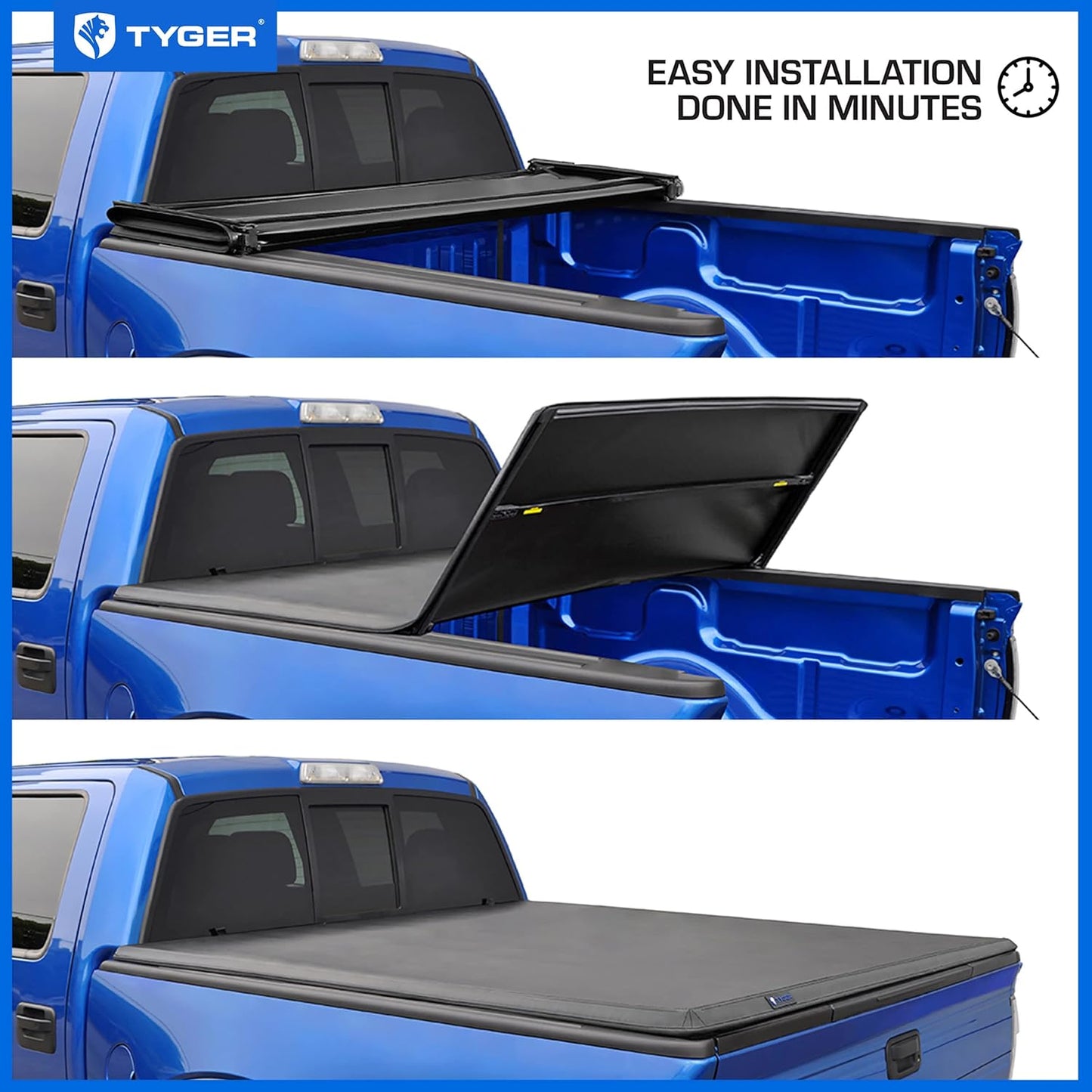 Tyger Auto T3 Soft Tri-fold Truck Bed Tonneau Cover Compatible with 2019-2025 Chevy Silverado GMC Sierra 1500 (Not Fit 19 LD; 19-25 Classic) | 5'10" (70") Bed | TG-BC3C1053
