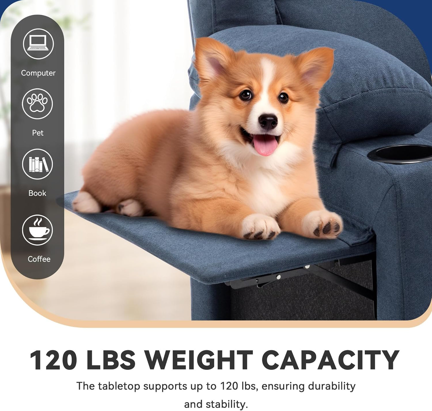 WENTMENT Recliner Chair for Living Room Massage Reading Sofa Adjustable Modern Reclining Chair for Living Room,Blue