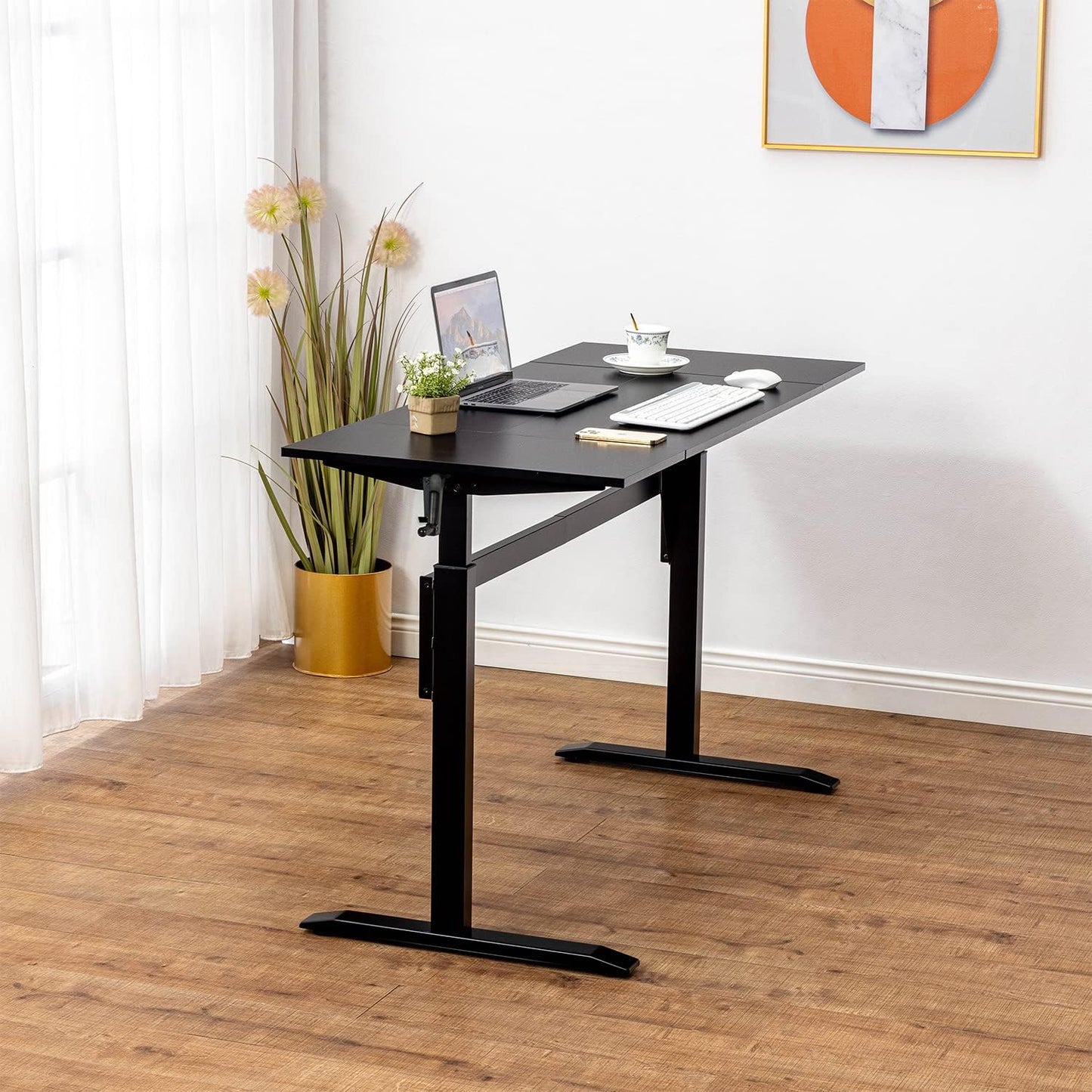 UNICOO - Crank Adjustable Height Standing Desk, Game Table, Home Office Desk, Computer Table 55 * 23.6 in Tabletop (XJH-C-55 Black)